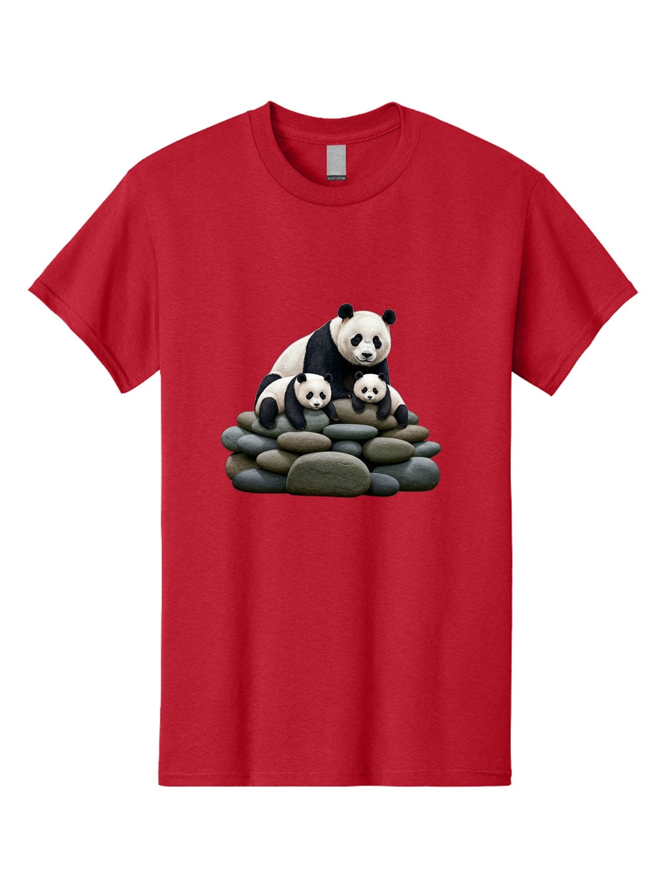 Panda-Family-4 Men'S Graphic Tee, 100% Cotton, Comfortable Casual Summer Wear, Machine Washable, Panda Bear Mom, Baby Pandas, Adorable Animals, Giant Panda, Cute Cubs, Panda Family, Animal Portrait, Wildlife Art Bae589 7
