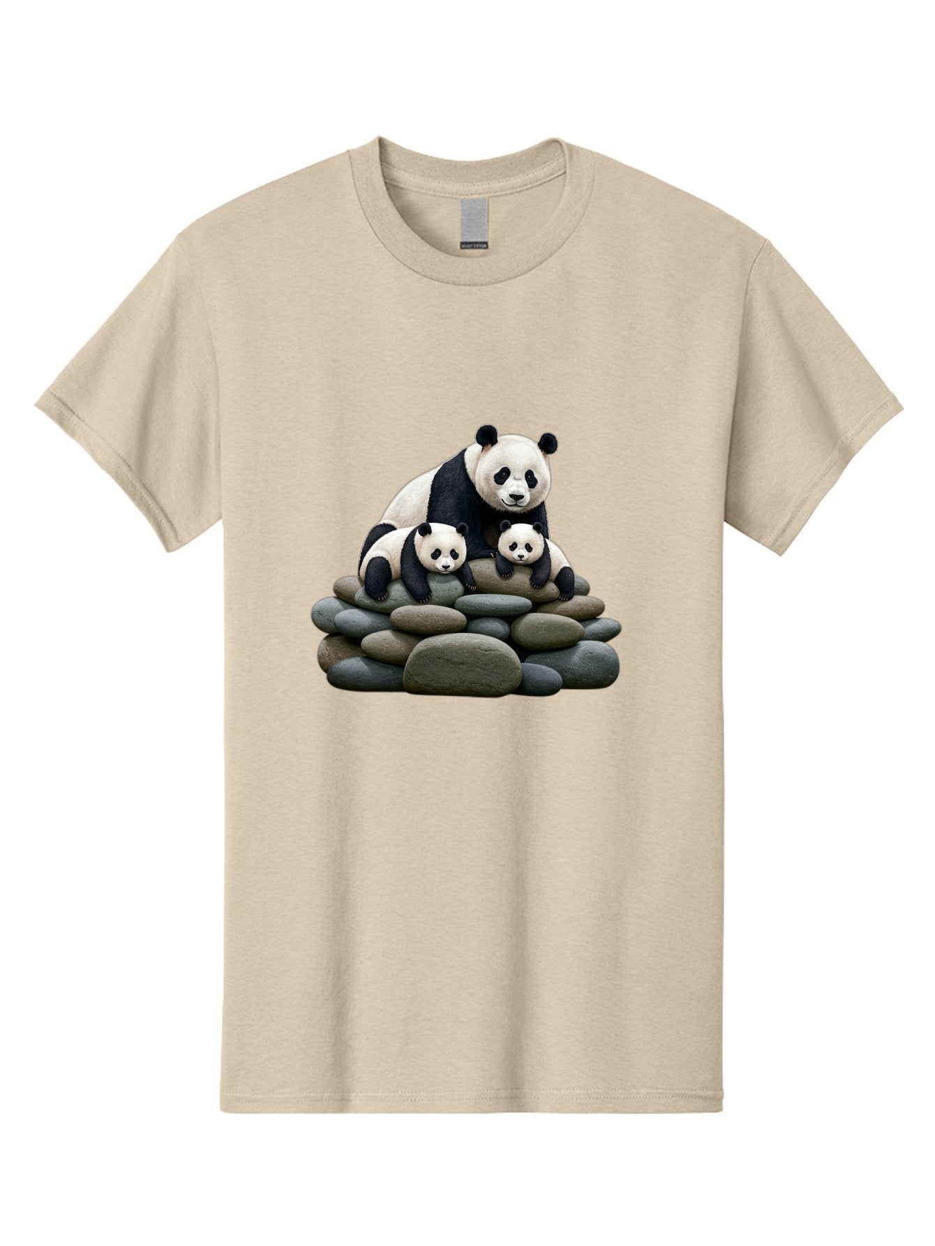 Panda-Family-4 Men'S Graphic Tee, 100% Cotton, Comfortable Casual Summer Wear, Machine Washable, Panda Bear Mom, Baby Pandas, Adorable Animals, Giant Panda, Cute Cubs, Panda Family, Animal Portrait, Wildlife Art Bae589 15