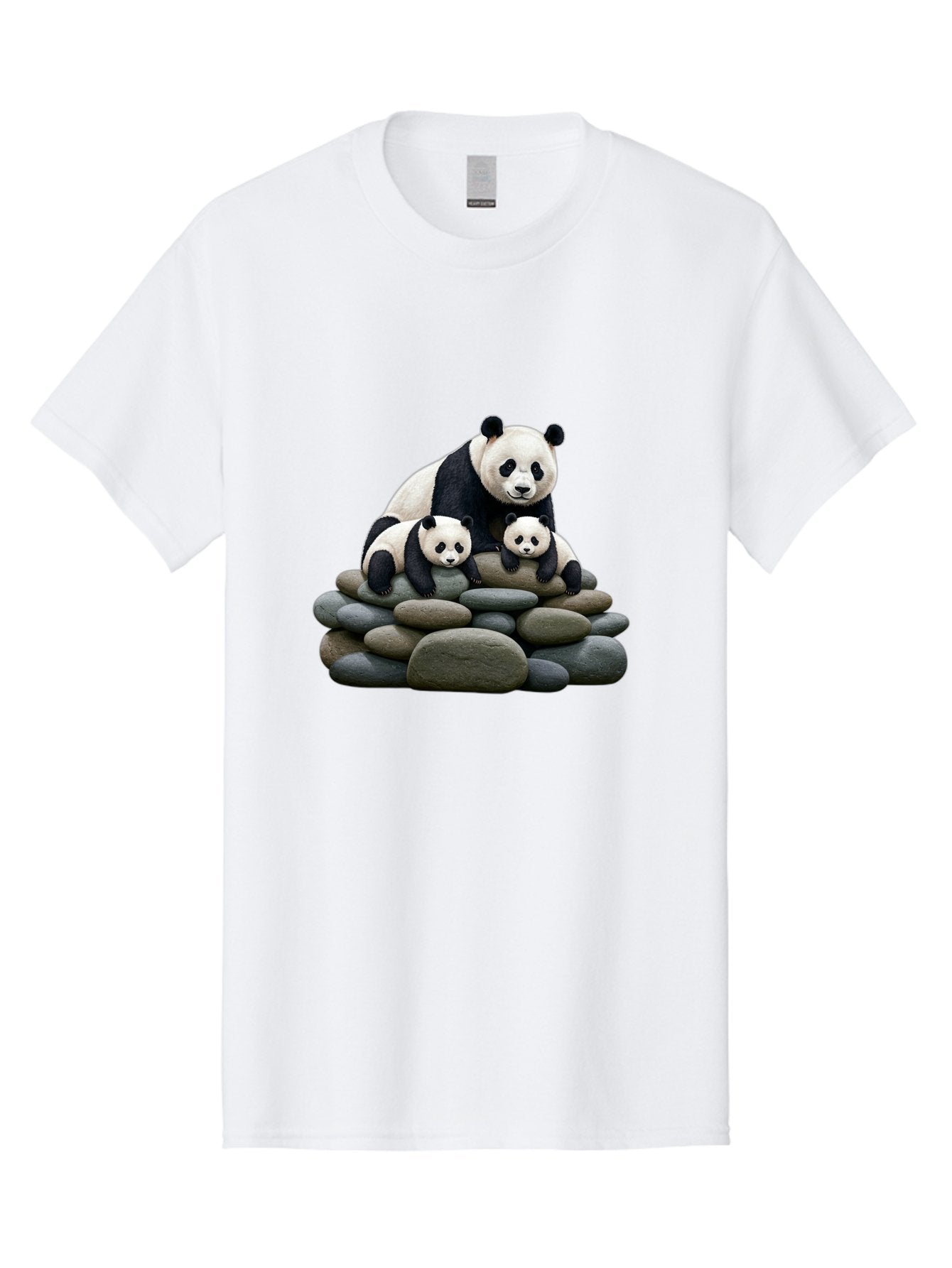 Panda-Family-4 Men'S Graphic Tee, 100% Cotton, Comfortable Casual Summer Wear, Machine Washable, Panda Bear Mom, Baby Pandas, Adorable Animals, Giant Panda, Cute Cubs, Panda Family, Animal Portrait, Wildlife Art Bae589 4