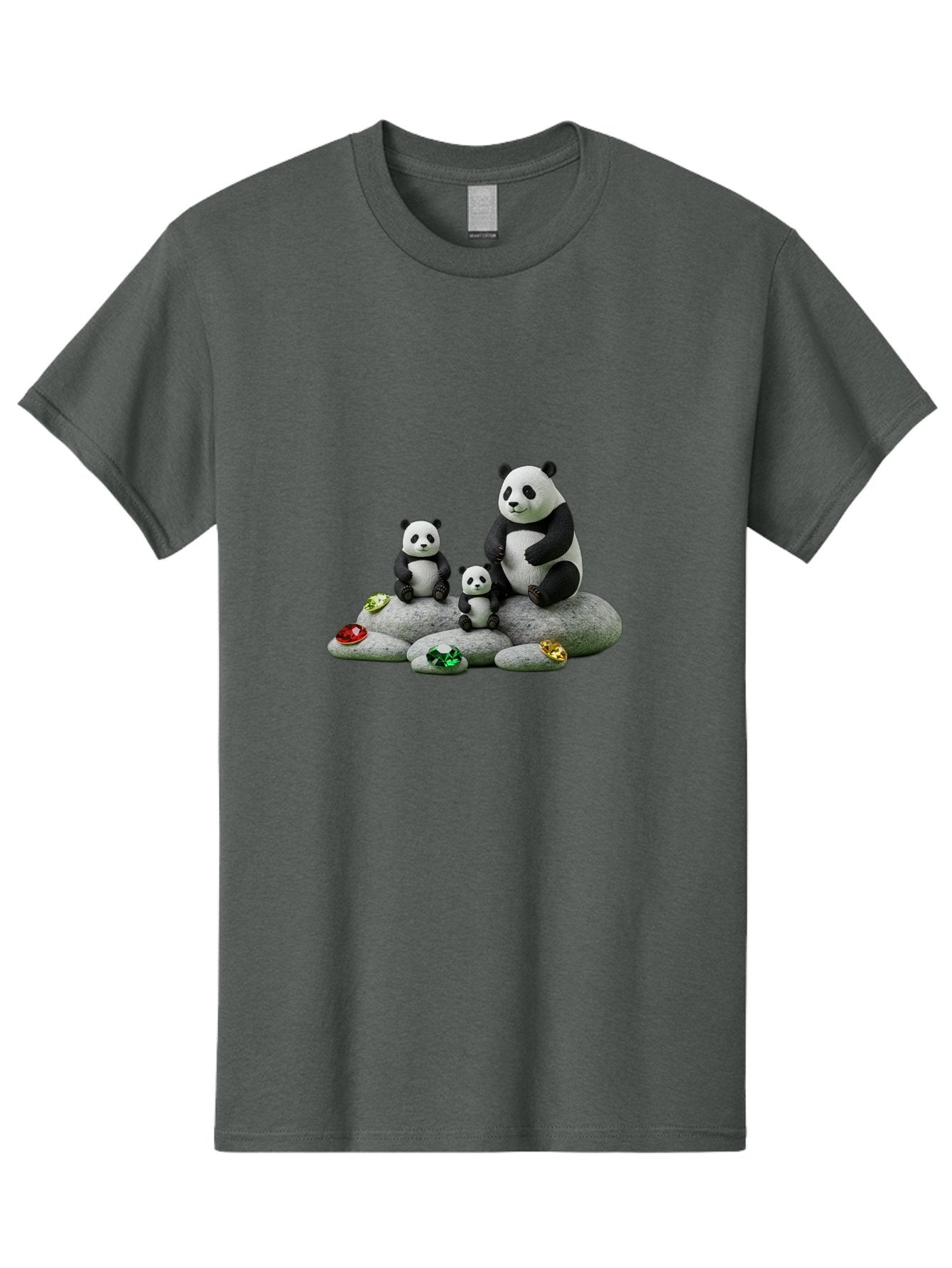 Panda-Family-5 Men'S Graphic Tee, 100% Cotton, Comfortable Casual Summer Wear, Machine Washable, Panda Bear Family, Adorable Pandas, Cute Cubs, Black And White Fur, Gemstones, Decorative Stones, Playful Design, Cute Animal Art, Family Bonding Bae590 12