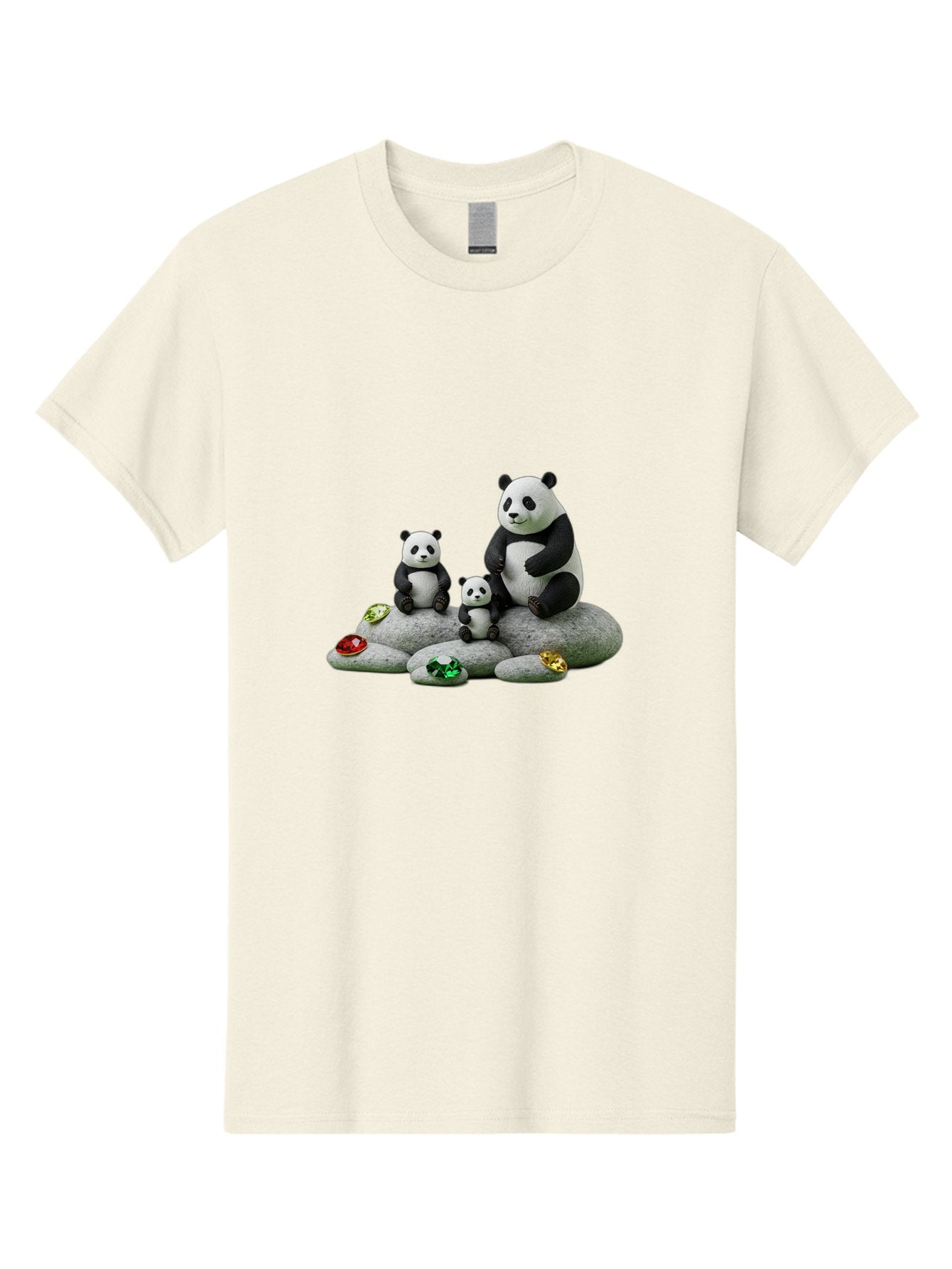 Panda-Family-5 Men'S Graphic Tee, 100% Cotton, Comfortable Casual Summer Wear, Machine Washable, Panda Bear Family, Adorable Pandas, Cute Cubs, Black And White Fur, Gemstones, Decorative Stones, Playful Design, Cute Animal Art, Family Bonding Bae590 7