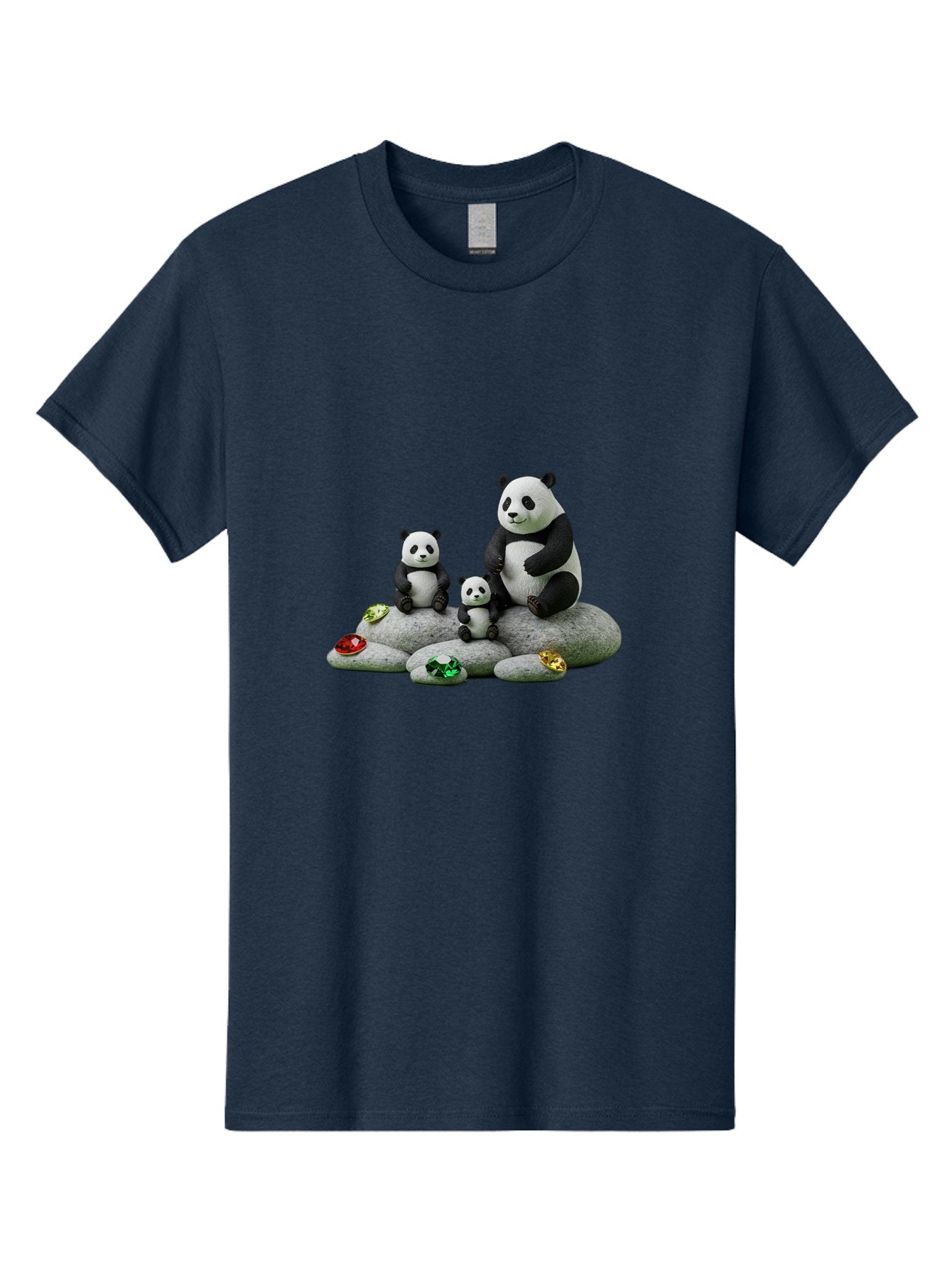 Panda-Family-5 Men'S Graphic Tee, 100% Cotton, Comfortable Casual Summer Wear, Machine Washable, Panda Bear Family, Adorable Pandas, Cute Cubs, Black And White Fur, Gemstones, Decorative Stones, Playful Design, Cute Animal Art, Family Bonding Bae590 8