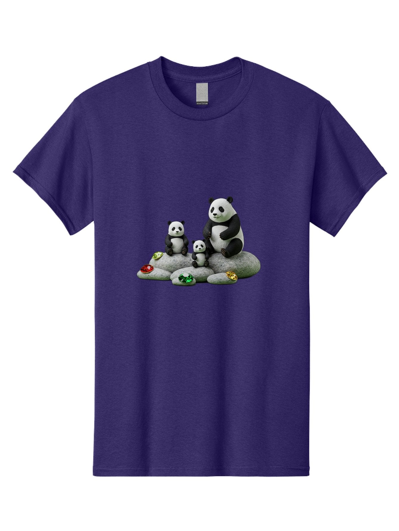 Panda-Family-5 Men'S Graphic Tee, 100% Cotton, Comfortable Casual Summer Wear, Machine Washable, Panda Bear Family, Adorable Pandas, Cute Cubs, Black And White Fur, Gemstones, Decorative Stones, Playful Design, Cute Animal Art, Family Bonding Bae590 3