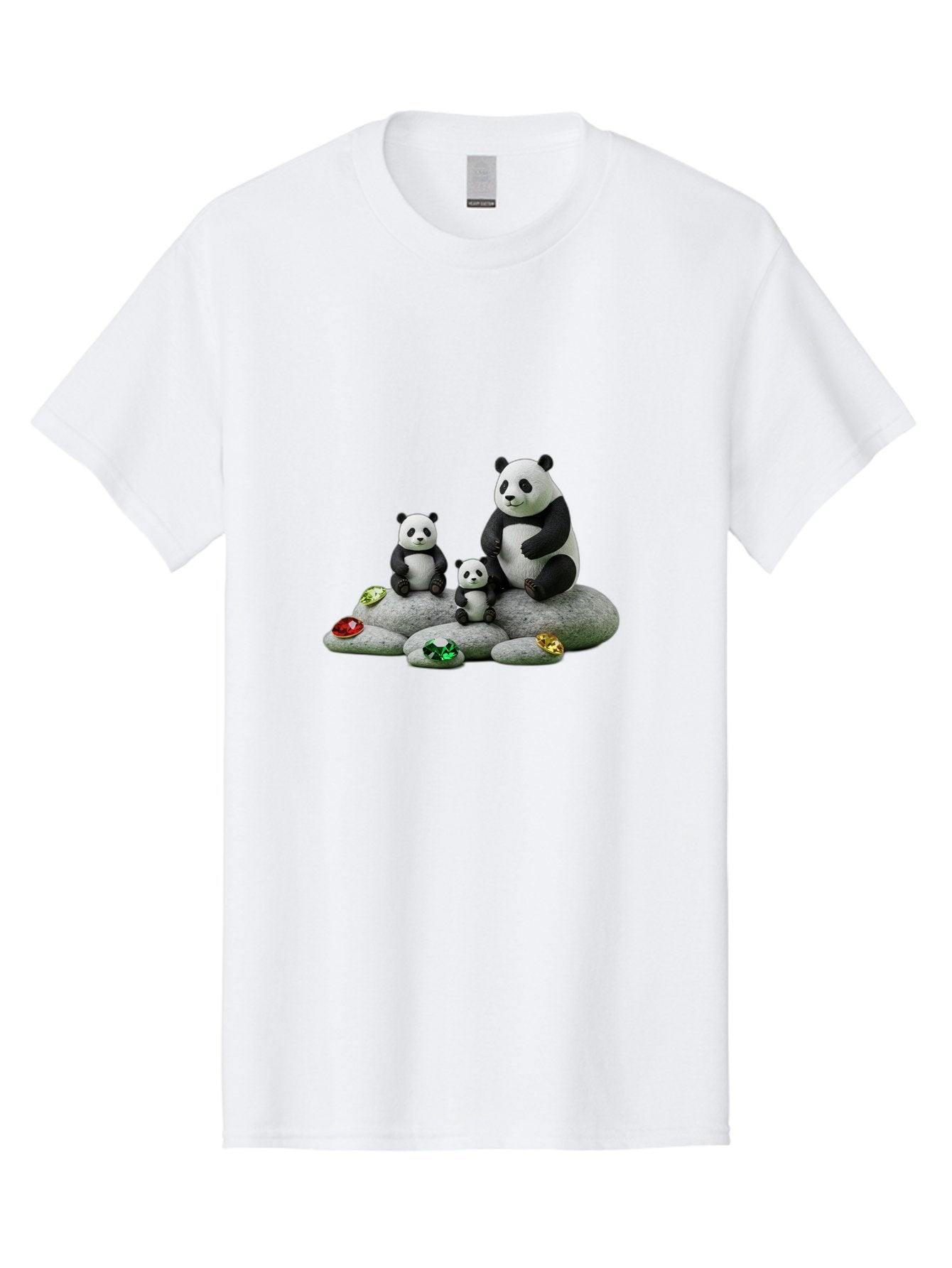 Panda-Family-5 Men'S Graphic Tee, 100% Cotton, Comfortable Casual Summer Wear, Machine Washable, Panda Bear Family, Adorable Pandas, Cute Cubs, Black And White Fur, Gemstones, Decorative Stones, Playful Design, Cute Animal Art, Family Bonding Bae590 15