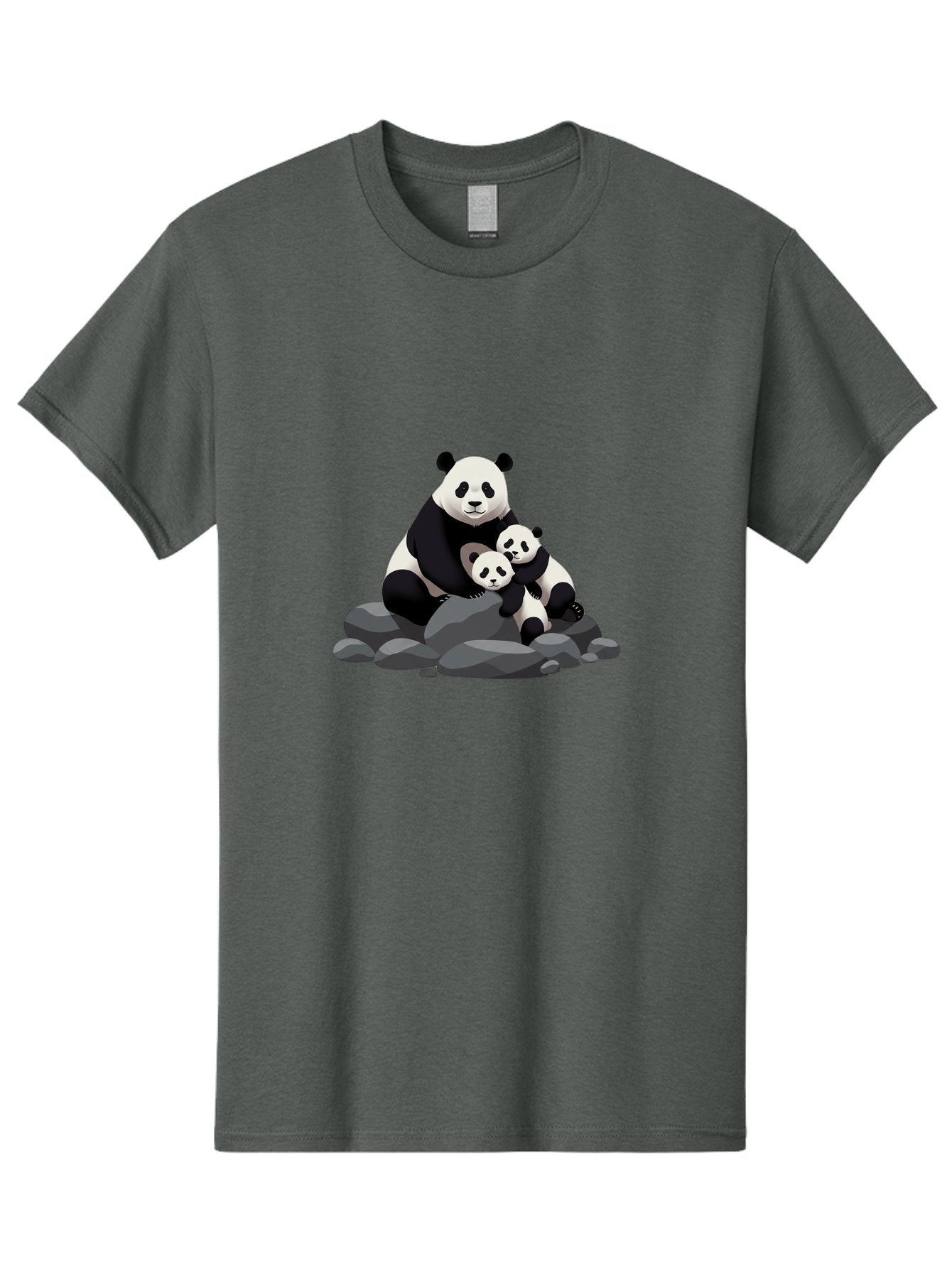 Panda-Family Men'S Graphic Tee, 100% Cotton, Comfortable Casual Summer Wear, Machine Washable, Panda Bear, Mother Panda, Panda Cubs, Adorable Family, Cartoon Illustration, Wildlife Art, Black And White Pandas, Cute Animals, Tender Moment, Bae591 10