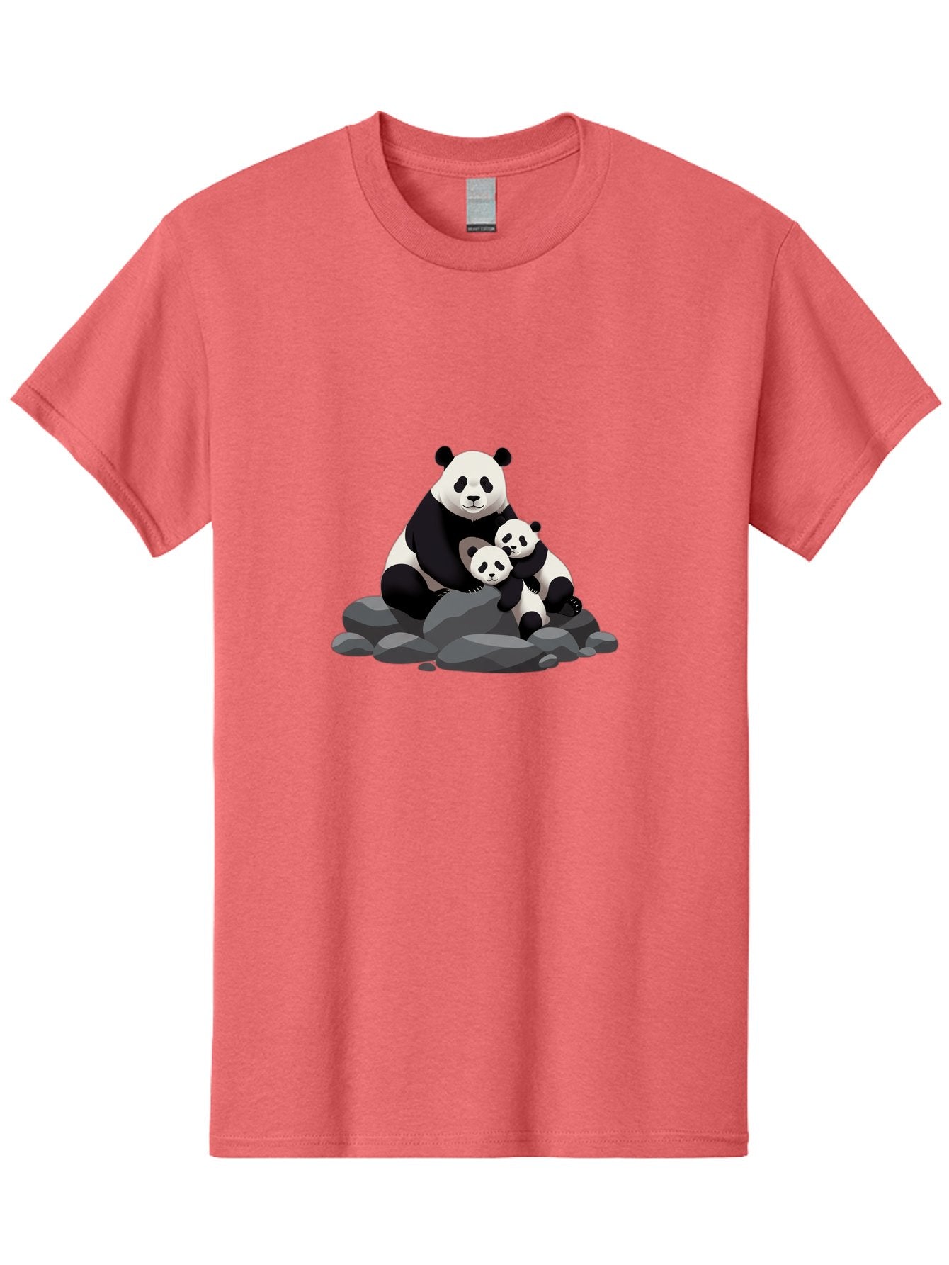 Panda-Family Men'S Graphic Tee, 100% Cotton, Comfortable Casual Summer Wear, Machine Washable, Panda Bear, Mother Panda, Panda Cubs, Adorable Family, Cartoon Illustration, Wildlife Art, Black And White Pandas, Cute Animals, Tender Moment, Bae591 15