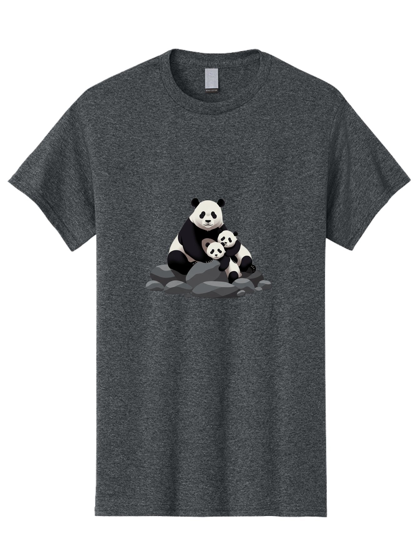 Panda-Family Men'S Graphic Tee, 100% Cotton, Comfortable Casual Summer Wear, Machine Washable, Panda Bear, Mother Panda, Panda Cubs, Adorable Family, Cartoon Illustration, Wildlife Art, Black And White Pandas, Cute Animals, Tender Moment, Bae591 14