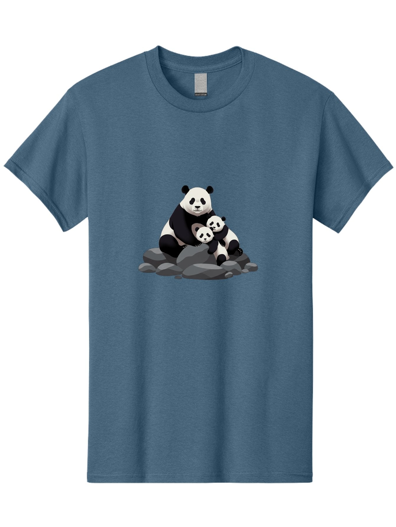 Panda-Family Men'S Graphic Tee, 100% Cotton, Comfortable Casual Summer Wear, Machine Washable, Panda Bear, Mother Panda, Panda Cubs, Adorable Family, Cartoon Illustration, Wildlife Art, Black And White Pandas, Cute Animals, Tender Moment, Bae591 12