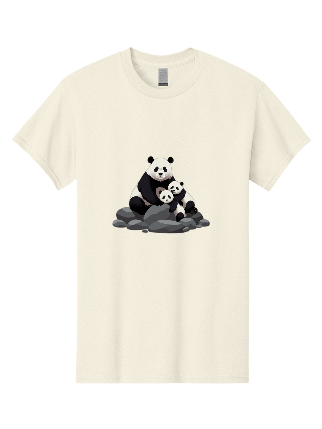 Panda-Family Men'S Graphic Tee, 100% Cotton, Comfortable Casual Summer Wear, Machine Washable, Panda Bear, Mother Panda, Panda Cubs, Adorable Family, Cartoon Illustration, Wildlife Art, Black And White Pandas, Cute Animals, Tender Moment, Bae591 7