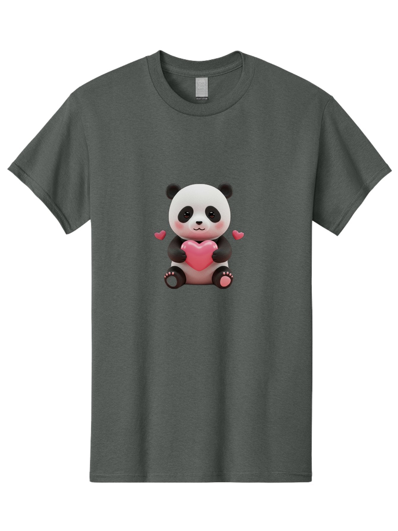 Panda-Holding-Heart-1 Men'S Graphic Tee, 100% Cotton, Comfortable Casual Summer Wear, Machine Washable, Cartoon Panda Holding Heart, Cute Panda Bear, Pink Hearts, Adorable Design, Kawaii Character, Love Symbol, Digital Illustration, Bae592 13