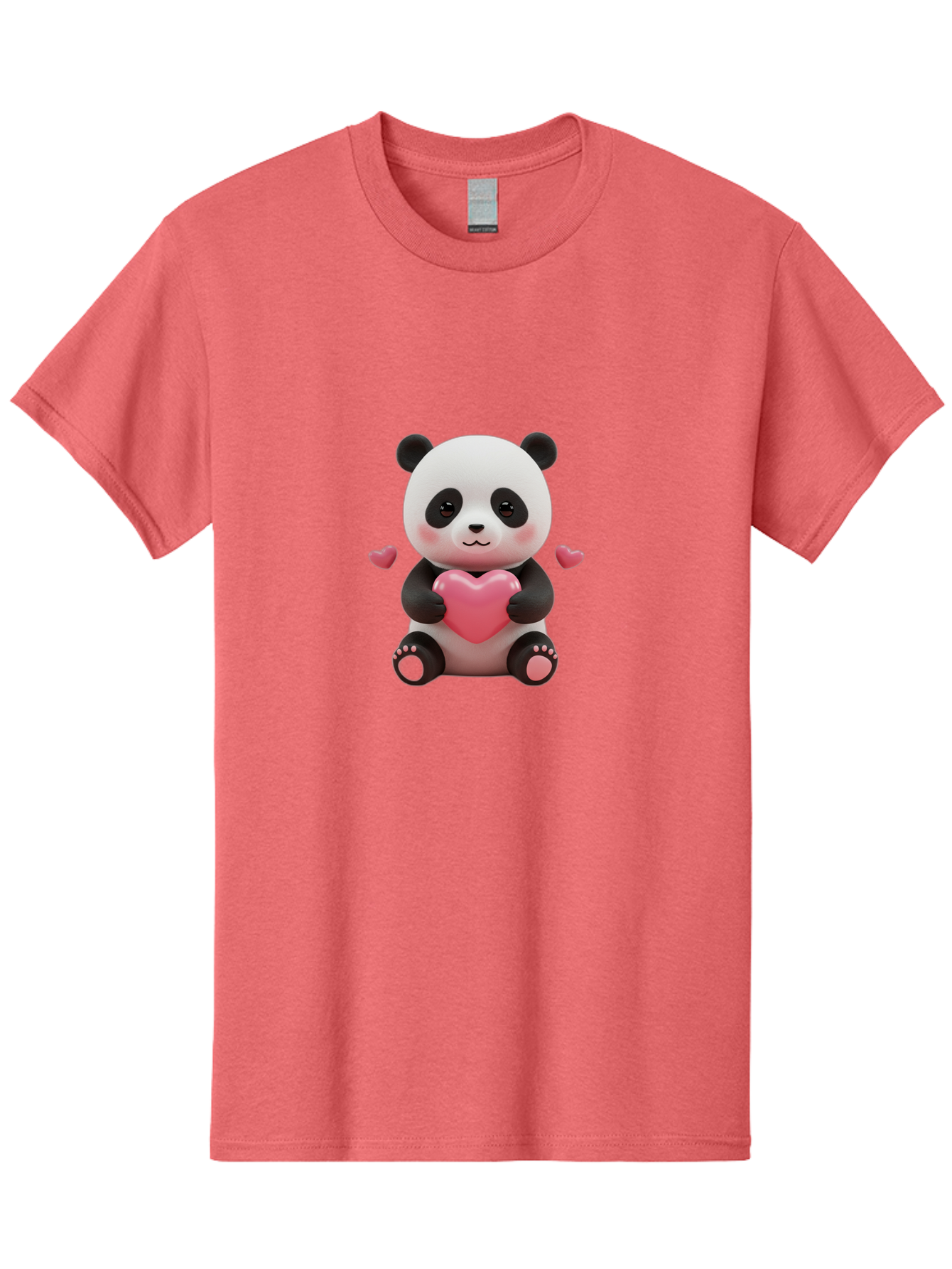 Panda-Holding-Heart-1 Men'S Graphic Tee, 100% Cotton, Comfortable Casual Summer Wear, Machine Washable, Cartoon Panda Holding Heart, Cute Panda Bear, Pink Hearts, Adorable Design, Kawaii Character, Love Symbol, Digital Illustration, Bae592 4