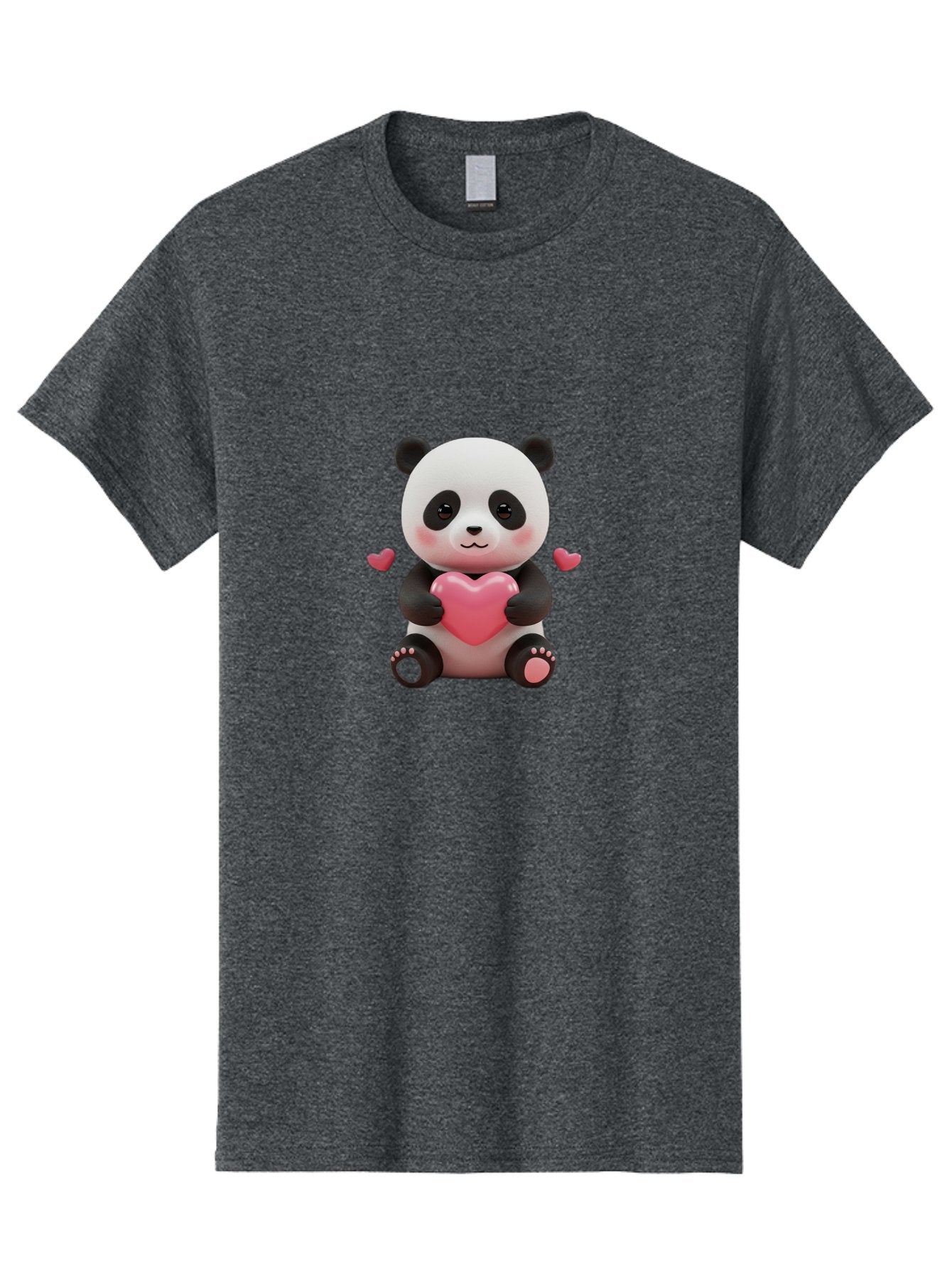 Panda-Holding-Heart-1 Men'S Graphic Tee, 100% Cotton, Comfortable Casual Summer Wear, Machine Washable, Cartoon Panda Holding Heart, Cute Panda Bear, Pink Hearts, Adorable Design, Kawaii Character, Love Symbol, Digital Illustration, Bae592 5