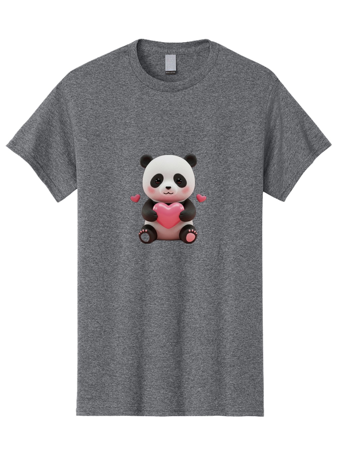Panda-Holding-Heart-1 Men'S Graphic Tee, 100% Cotton, Comfortable Casual Summer Wear, Machine Washable, Cartoon Panda Holding Heart, Cute Panda Bear, Pink Hearts, Adorable Design, Kawaii Character, Love Symbol, Digital Illustration, Bae592 6