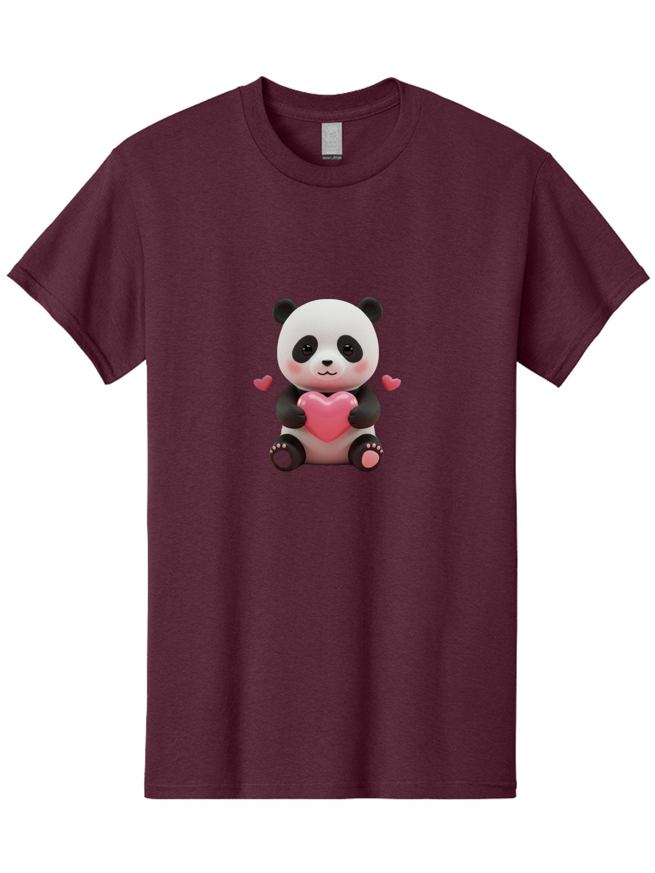 Panda-Holding-Heart-1 Men'S Graphic Tee, 100% Cotton, Comfortable Casual Summer Wear, Machine Washable, Cartoon Panda Holding Heart, Cute Panda Bear, Pink Hearts, Adorable Design, Kawaii Character, Love Symbol, Digital Illustration, Bae592 15
