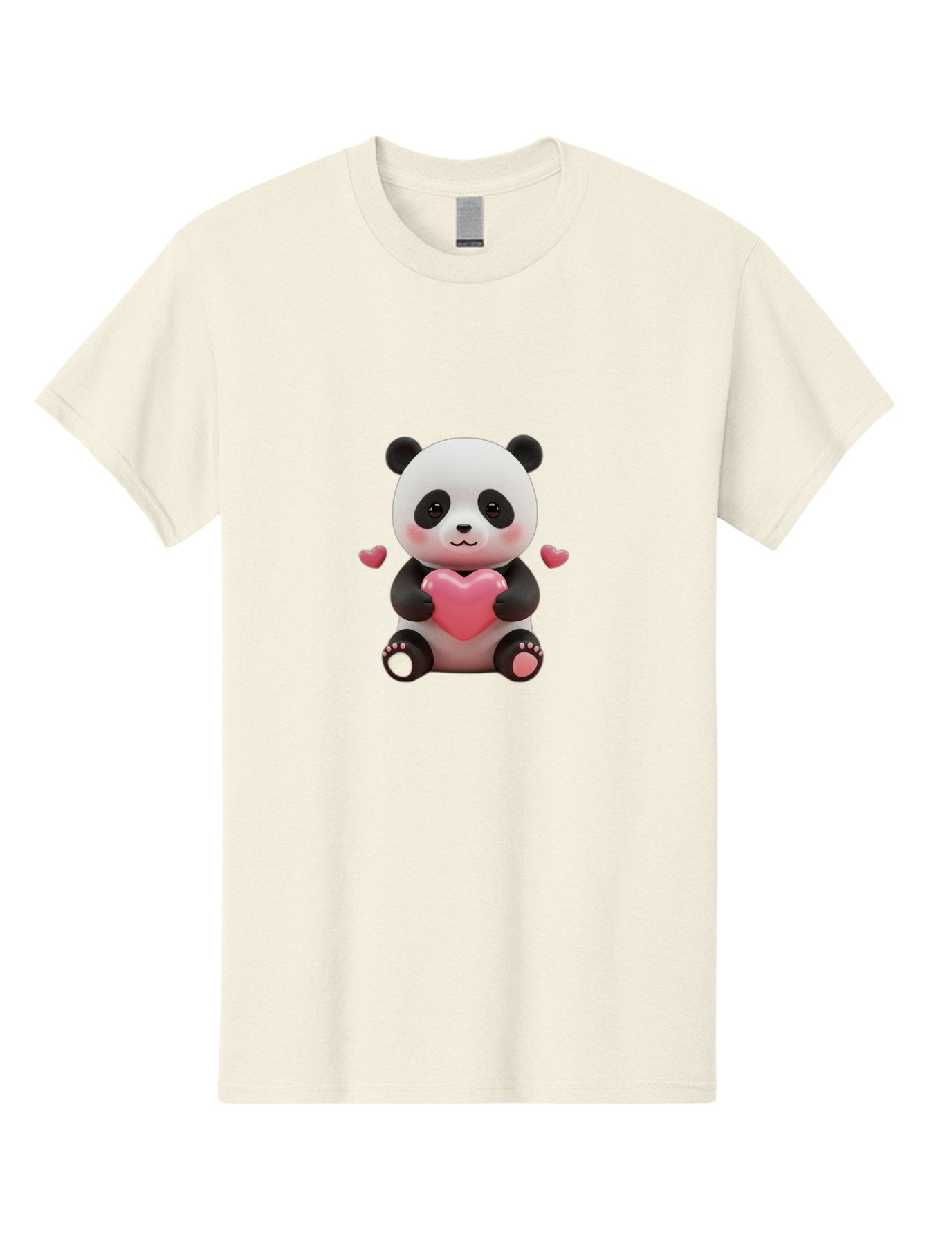 Panda-Holding-Heart-1 Men'S Graphic Tee, 100% Cotton, Comfortable Casual Summer Wear, Machine Washable, Cartoon Panda Holding Heart, Cute Panda Bear, Pink Hearts, Adorable Design, Kawaii Character, Love Symbol, Digital Illustration, Bae592 4
