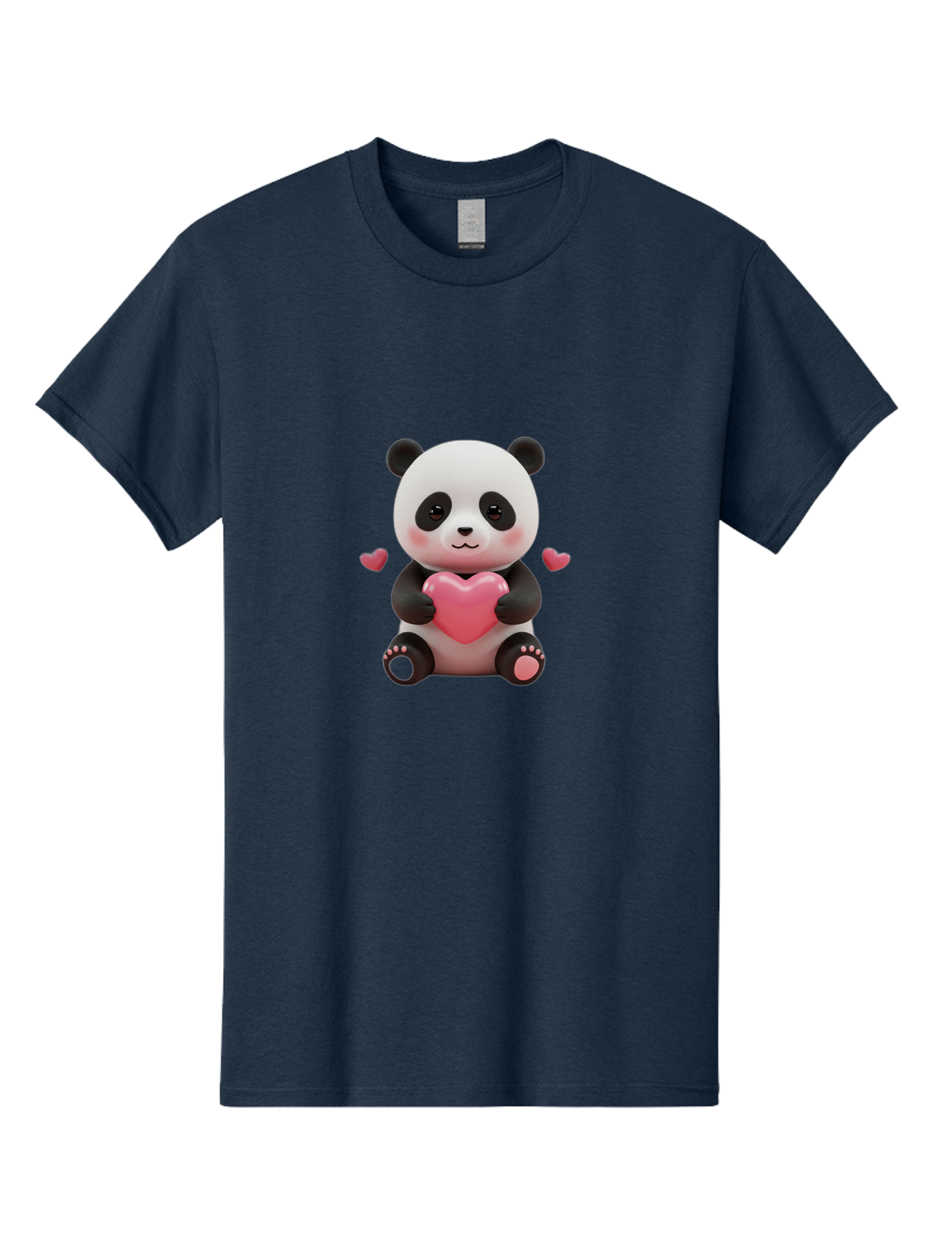 Panda-Holding-Heart-1 Men'S Graphic Tee, 100% Cotton, Comfortable Casual Summer Wear, Machine Washable, Cartoon Panda Holding Heart, Cute Panda Bear, Pink Hearts, Adorable Design, Kawaii Character, Love Symbol, Digital Illustration, Bae592 5