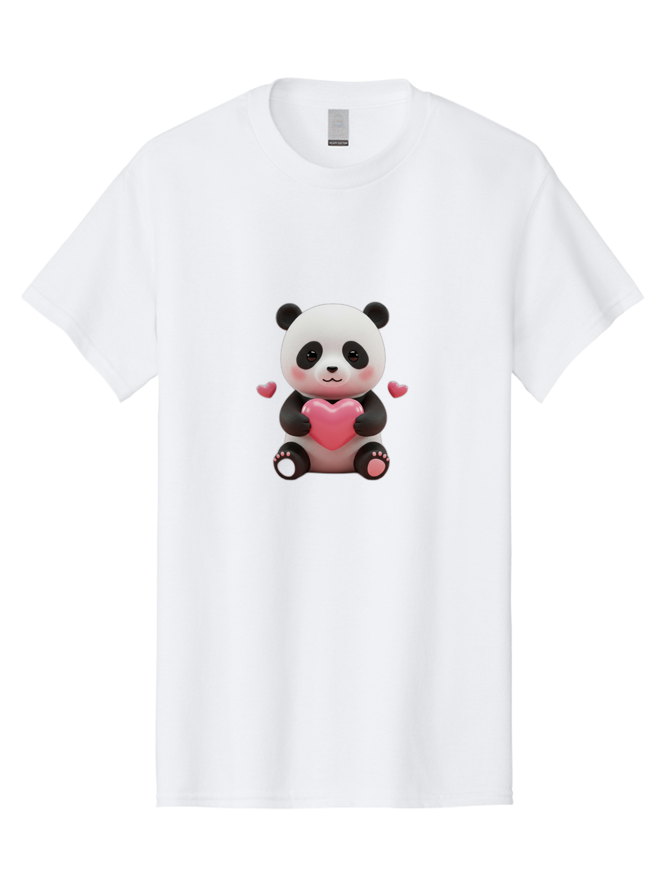Panda-Holding-Heart-1 Men'S Graphic Tee, 100% Cotton, Comfortable Casual Summer Wear, Machine Washable, Cartoon Panda Holding Heart, Cute Panda Bear, Pink Hearts, Adorable Design, Kawaii Character, Love Symbol, Digital Illustration, Bae592 11