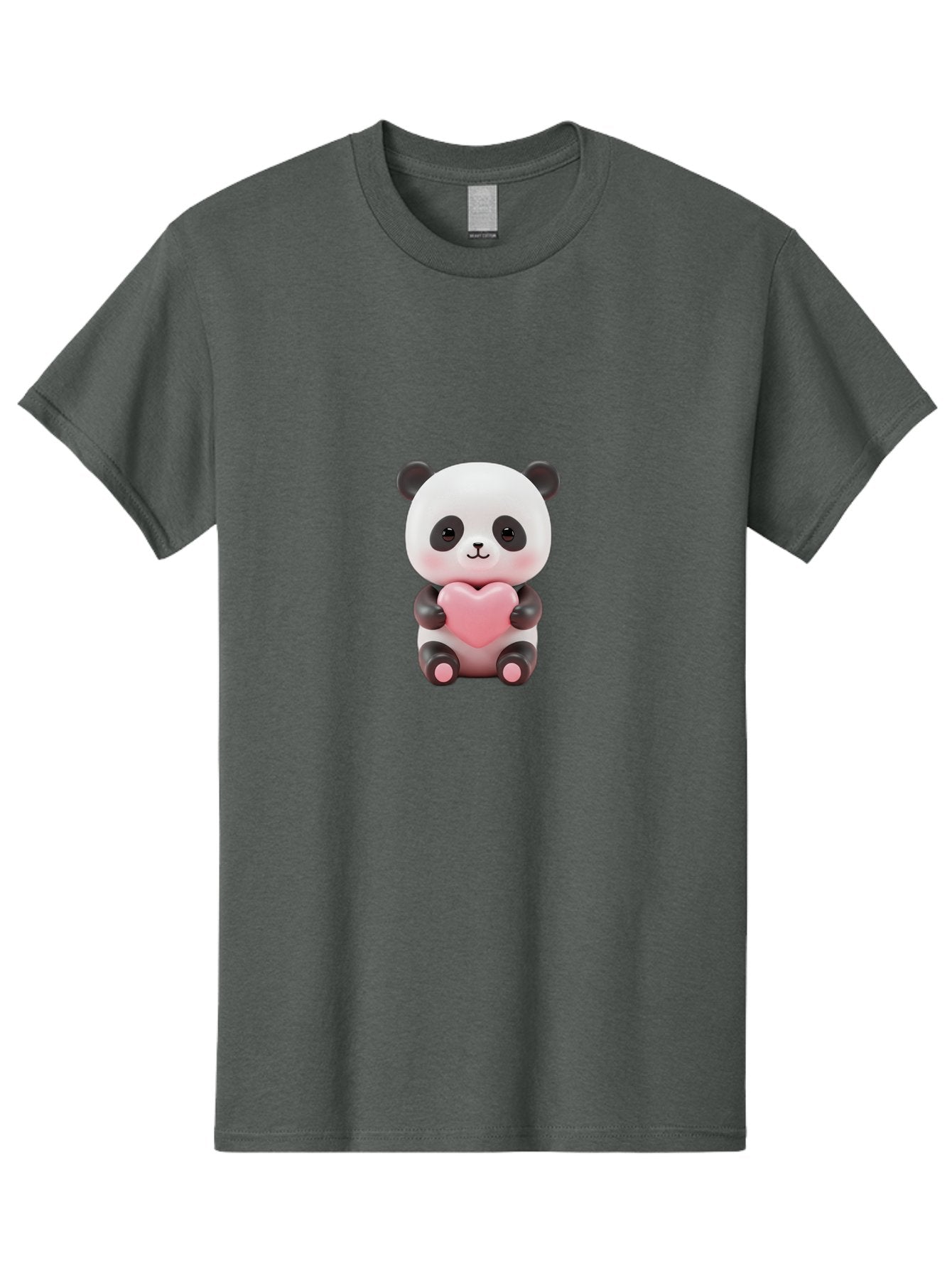 Panda-Holding-Heart-2 Men'S Graphic Tee, 100% Cotton, Comfortable Casual Summer Wear, Machine Washable, Cartoon Panda, Cute Animal, Pink Heart, Adorable Bear, Kawaii Character, Love Symbol, Black And White Panda, Heartwarming Scene, Bae593 7