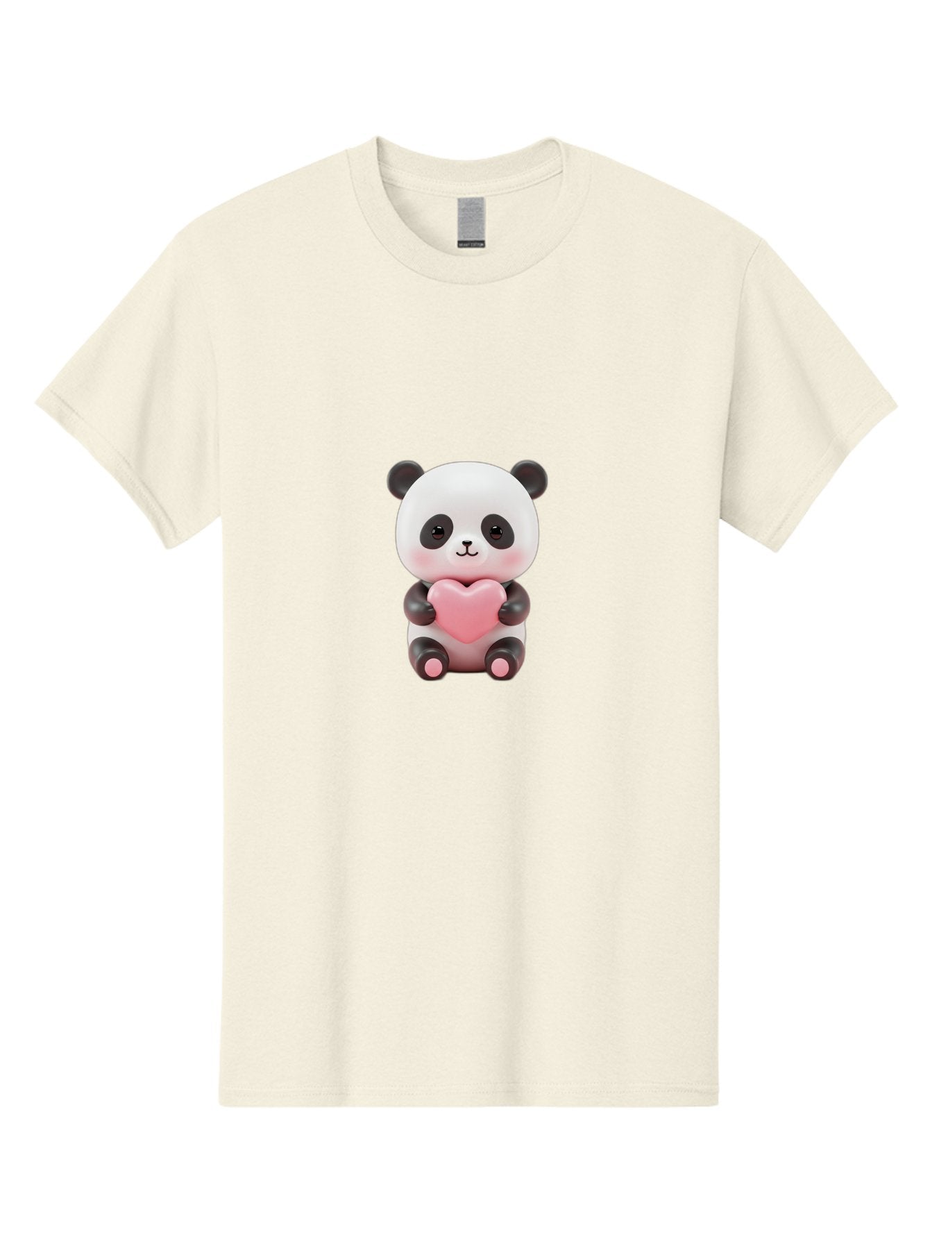Panda-Holding-Heart-2 Men'S Graphic Tee, 100% Cotton, Comfortable Casual Summer Wear, Machine Washable, Cartoon Panda, Cute Animal, Pink Heart, Adorable Bear, Kawaii Character, Love Symbol, Black And White Panda, Heartwarming Scene, Bae593 15