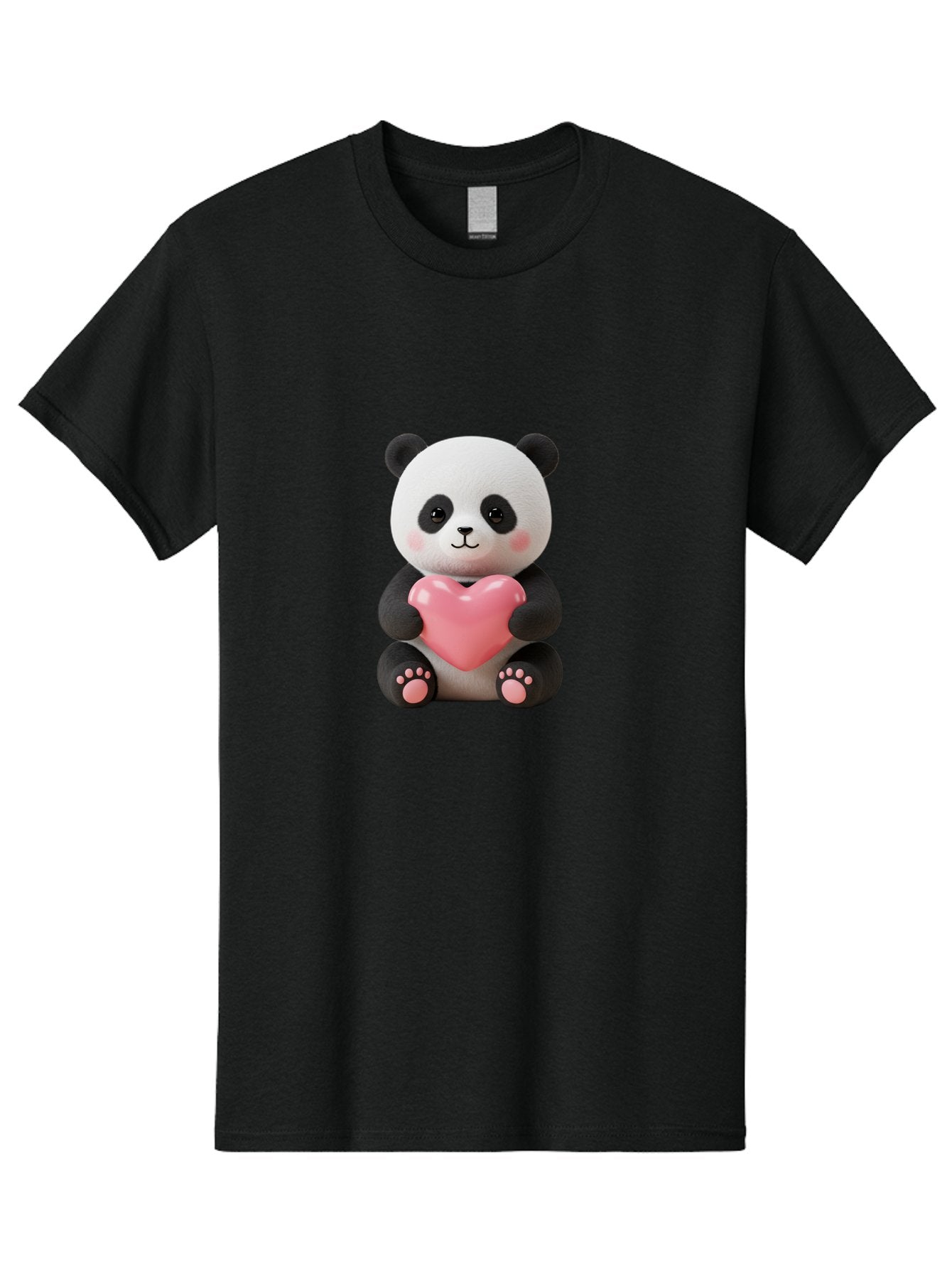 Panda-Holding-Heart-4 Men'S Graphic Tee, 100% Cotton, Comfortable Casual Summer Wear, Machine Washable, Cute Panda, Adorable Animal, Pink Heart, Love Symbol, Cartoon Character, Kawaii Design, Fluffy Panda, Heartwarming Scene, Bae595 9