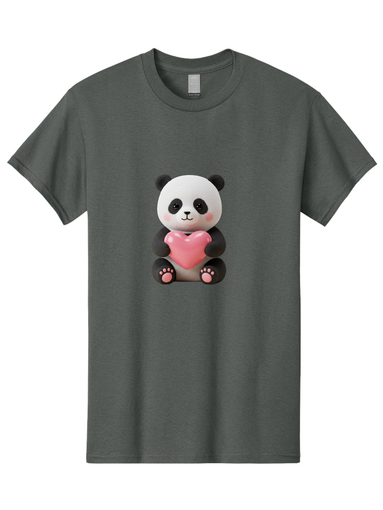 Panda-Holding-Heart-4 Men'S Graphic Tee, 100% Cotton, Comfortable Casual Summer Wear, Machine Washable, Cute Panda, Adorable Animal, Pink Heart, Love Symbol, Cartoon Character, Kawaii Design, Fluffy Panda, Heartwarming Scene, Bae595 10