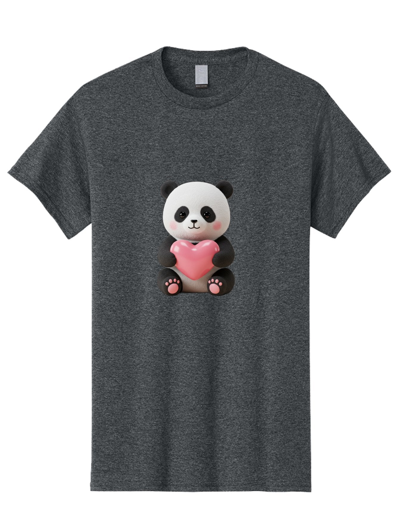 Panda-Holding-Heart-4 Men'S Graphic Tee, 100% Cotton, Comfortable Casual Summer Wear, Machine Washable, Cute Panda, Adorable Animal, Pink Heart, Love Symbol, Cartoon Character, Kawaii Design, Fluffy Panda, Heartwarming Scene, Bae595 14