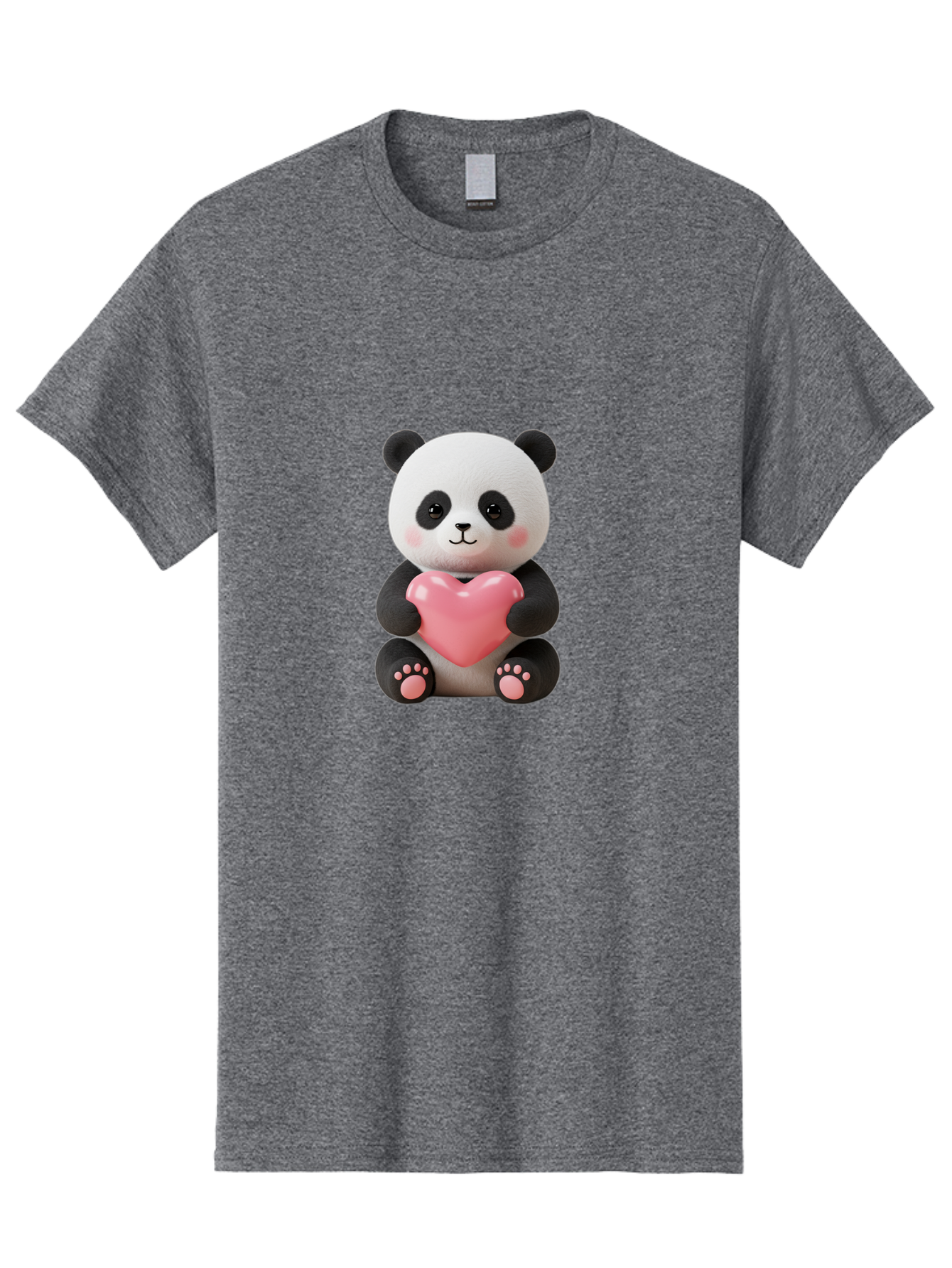Panda-Holding-Heart-4 Men'S Graphic Tee, 100% Cotton, Comfortable Casual Summer Wear, Machine Washable, Cute Panda, Adorable Animal, Pink Heart, Love Symbol, Cartoon Character, Kawaii Design, Fluffy Panda, Heartwarming Scene, Bae595 12