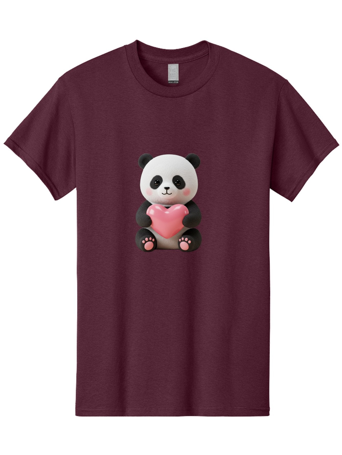 Panda-Holding-Heart-4 Men'S Graphic Tee, 100% Cotton, Comfortable Casual Summer Wear, Machine Washable, Cute Panda, Adorable Animal, Pink Heart, Love Symbol, Cartoon Character, Kawaii Design, Fluffy Panda, Heartwarming Scene, Bae595 12