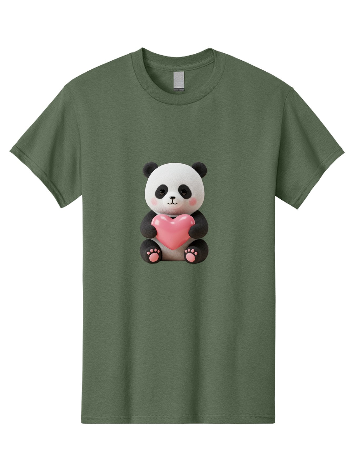 Panda-Holding-Heart-4 Men'S Graphic Tee, 100% Cotton, Comfortable Casual Summer Wear, Machine Washable, Cute Panda, Adorable Animal, Pink Heart, Love Symbol, Cartoon Character, Kawaii Design, Fluffy Panda, Heartwarming Scene, Bae595 6