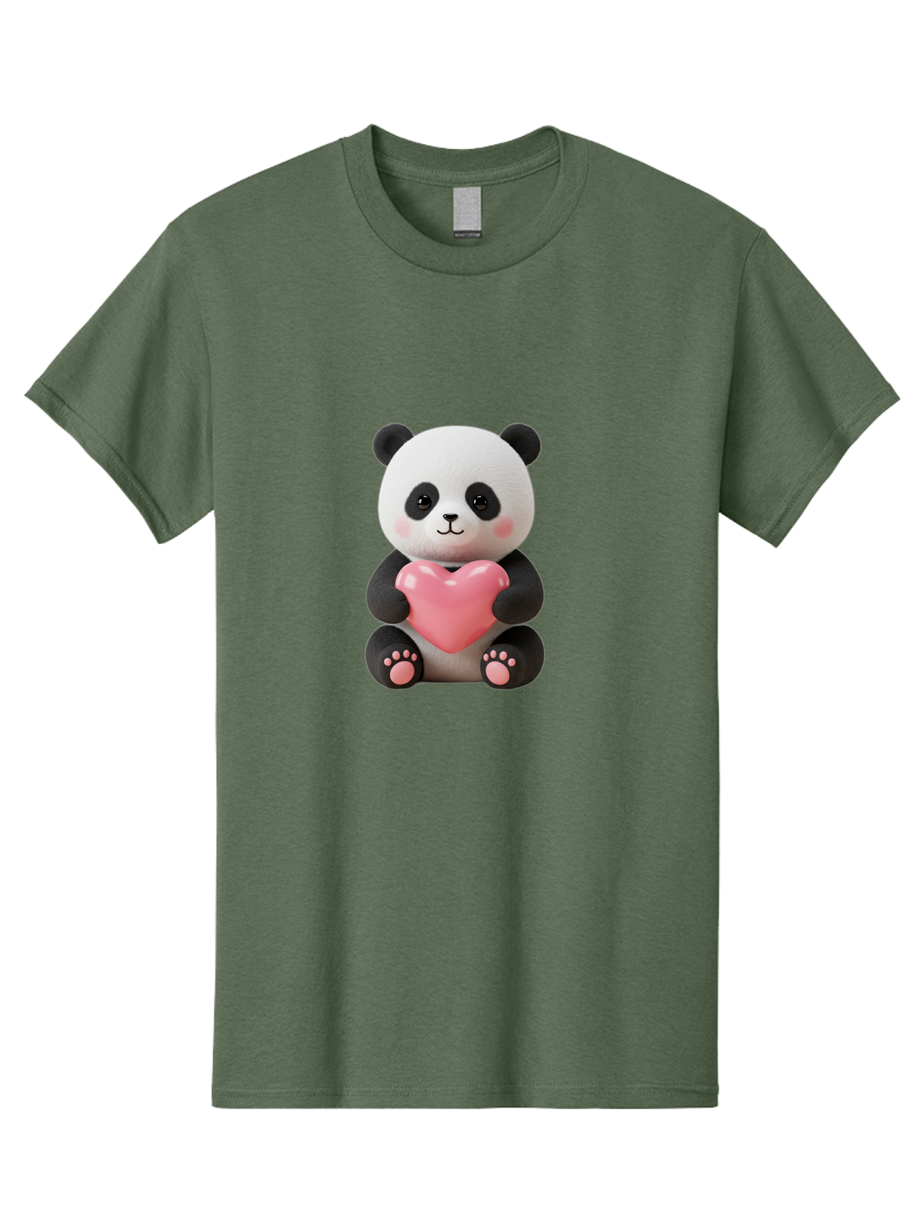 Panda-Holding-Heart-4 Men'S Graphic Tee, 100% Cotton, Comfortable Casual Summer Wear, Machine Washable, Cute Panda, Adorable Animal, Pink Heart, Love Symbol, Cartoon Character, Kawaii Design, Fluffy Panda, Heartwarming Scene, Bae595 7