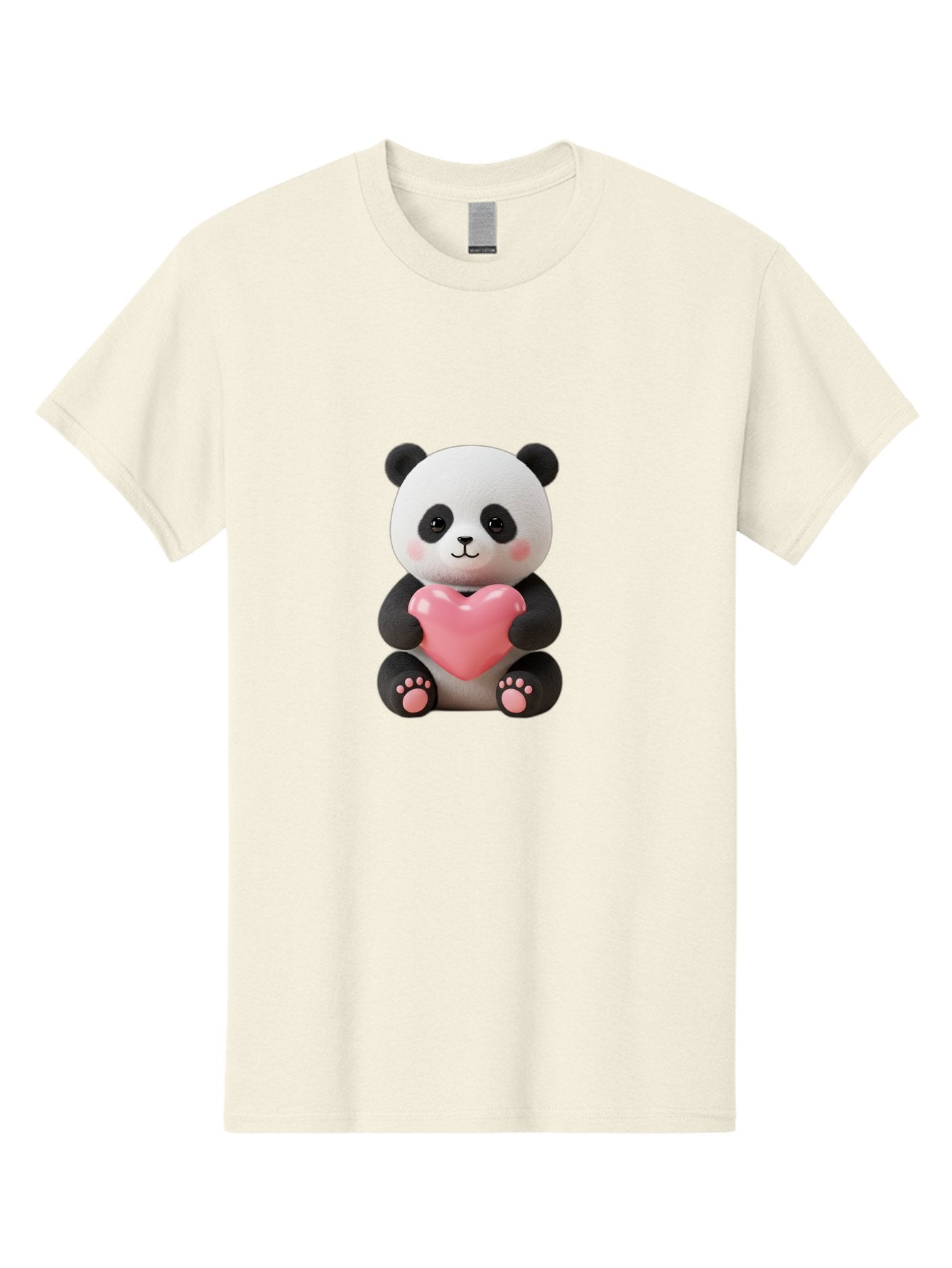 Panda-Holding-Heart-4 Men'S Graphic Tee, 100% Cotton, Comfortable Casual Summer Wear, Machine Washable, Cute Panda, Adorable Animal, Pink Heart, Love Symbol, Cartoon Character, Kawaii Design, Fluffy Panda, Heartwarming Scene, Bae595 13