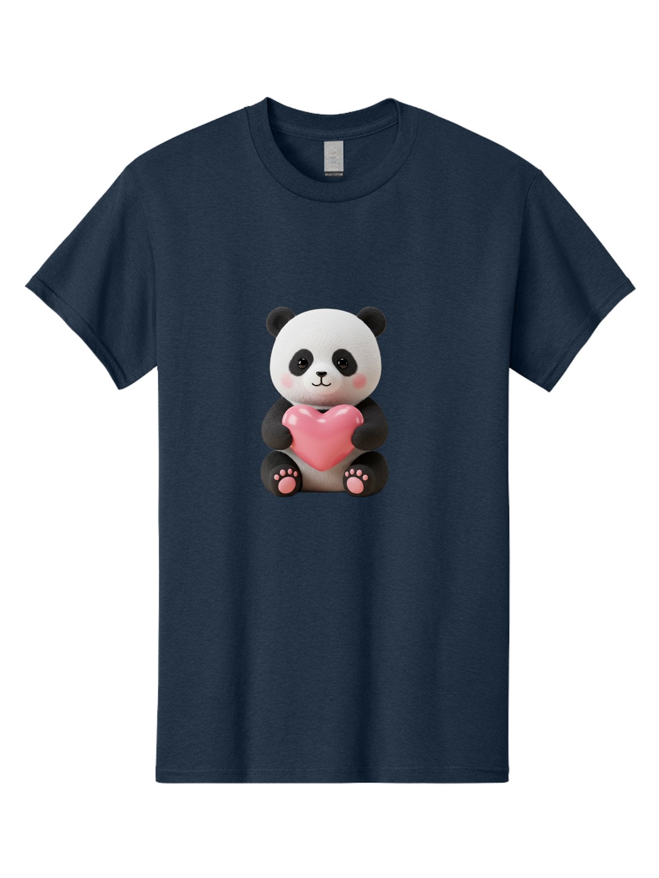 Panda-Holding-Heart-4 Men'S Graphic Tee, 100% Cotton, Comfortable Casual Summer Wear, Machine Washable, Cute Panda, Adorable Animal, Pink Heart, Love Symbol, Cartoon Character, Kawaii Design, Fluffy Panda, Heartwarming Scene, Bae595 8