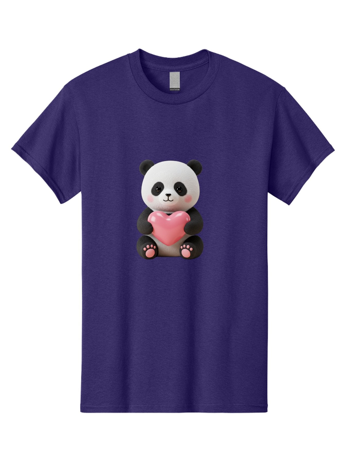 Panda-Holding-Heart-4 Men'S Graphic Tee, 100% Cotton, Comfortable Casual Summer Wear, Machine Washable, Cute Panda, Adorable Animal, Pink Heart, Love Symbol, Cartoon Character, Kawaii Design, Fluffy Panda, Heartwarming Scene, Bae595 5