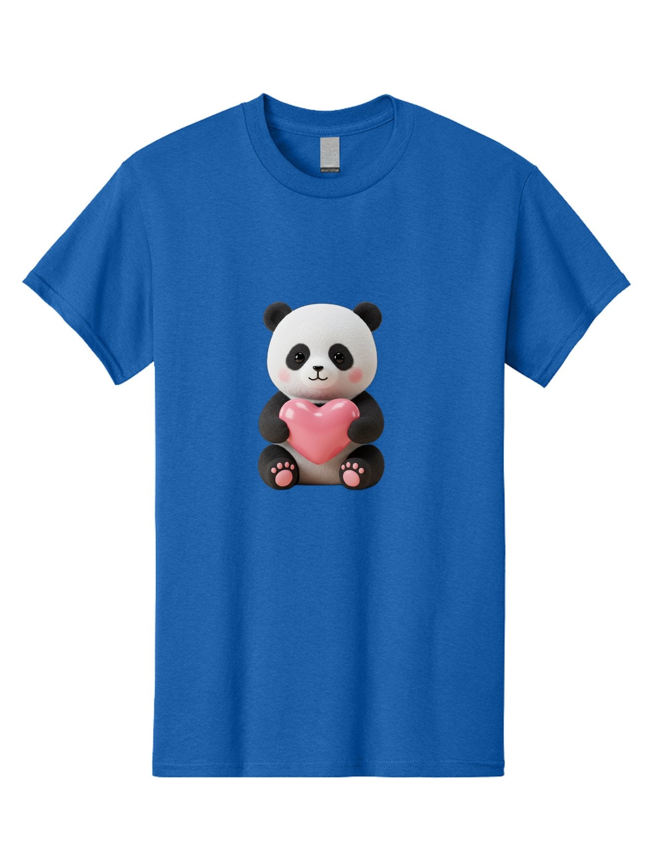 Panda-Holding-Heart-4 Men'S Graphic Tee, 100% Cotton, Comfortable Casual Summer Wear, Machine Washable, Cute Panda, Adorable Animal, Pink Heart, Love Symbol, Cartoon Character, Kawaii Design, Fluffy Panda, Heartwarming Scene, Bae595 3