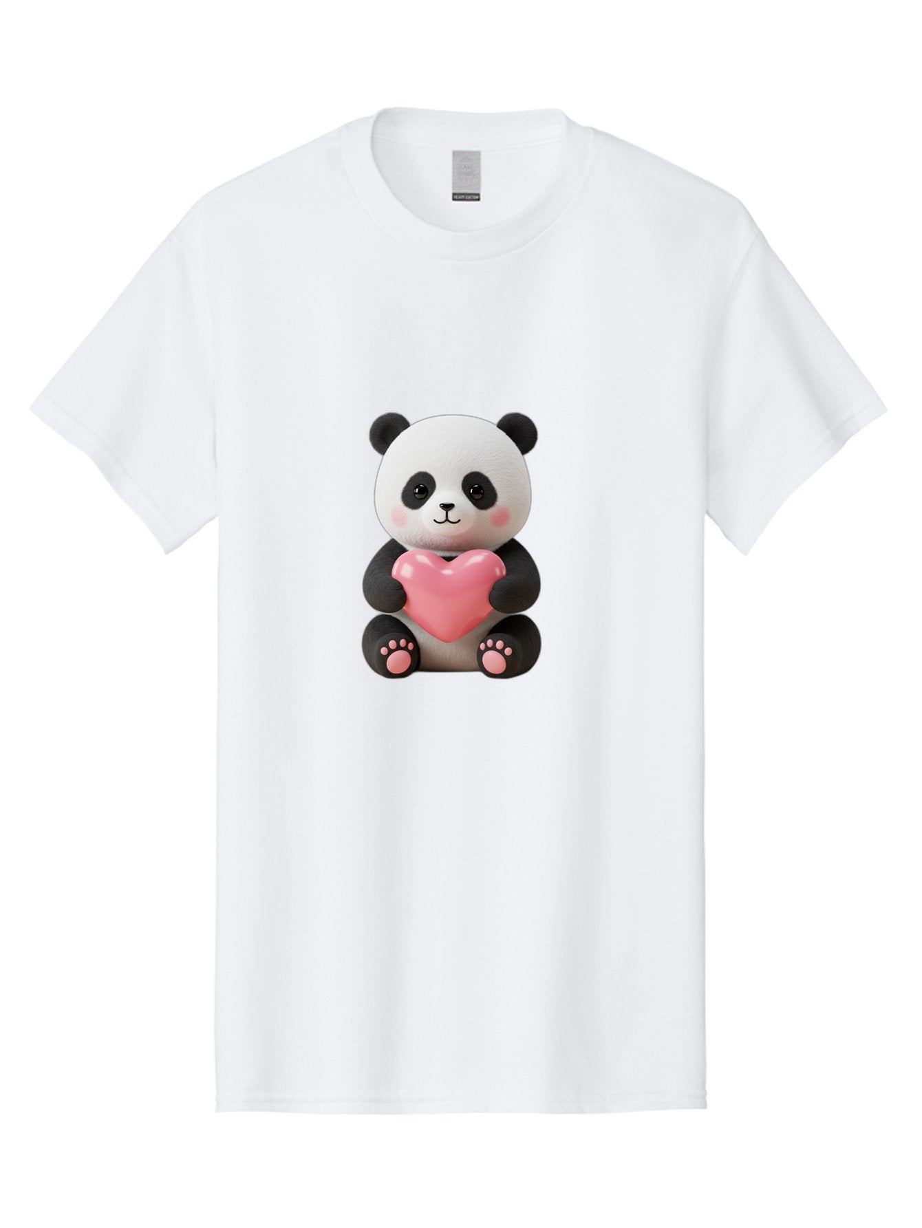 Panda-Holding-Heart-4 Men'S Graphic Tee, 100% Cotton, Comfortable Casual Summer Wear, Machine Washable, Cute Panda, Adorable Animal, Pink Heart, Love Symbol, Cartoon Character, Kawaii Design, Fluffy Panda, Heartwarming Scene, Bae595 11