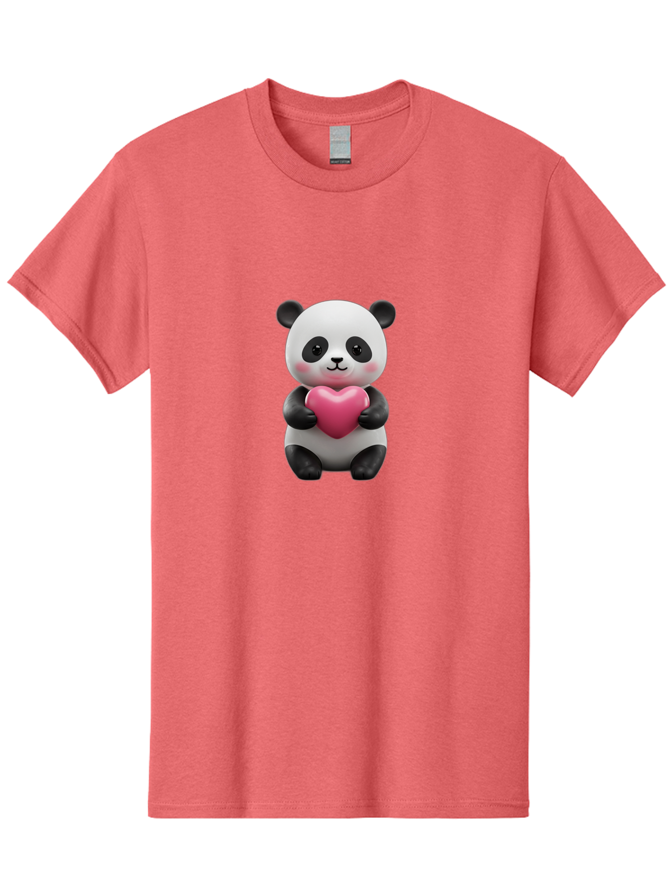 Panda-Holding-Heart-5 Men'S Graphic Tee, 100% Cotton, Comfortable Casual Summer Wear, Machine Washable, Cute Panda Bear, Adorable Cartoon Character, Pink Heart, Loving Gesture, Heartwarming Scene, Valentines Day, Love Symbol, Cartoon Graphics, Bae596 6