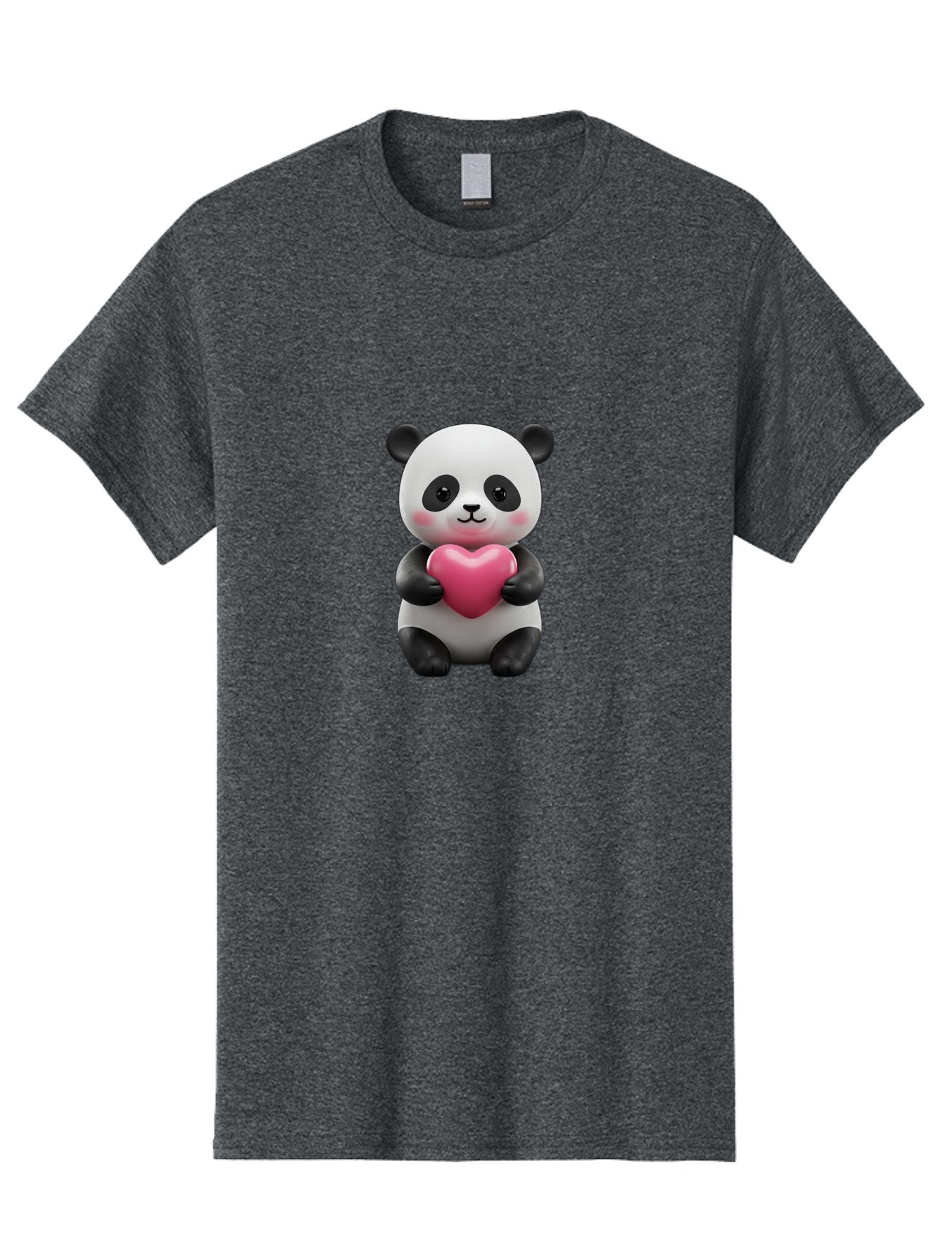 Panda-Holding-Heart-5 Men'S Graphic Tee, 100% Cotton, Comfortable Casual Summer Wear, Machine Washable, Cute Panda Bear, Adorable Cartoon Character, Pink Heart, Loving Gesture, Heartwarming Scene, Valentines Day, Love Symbol, Cartoon Graphics, Bae596 15
