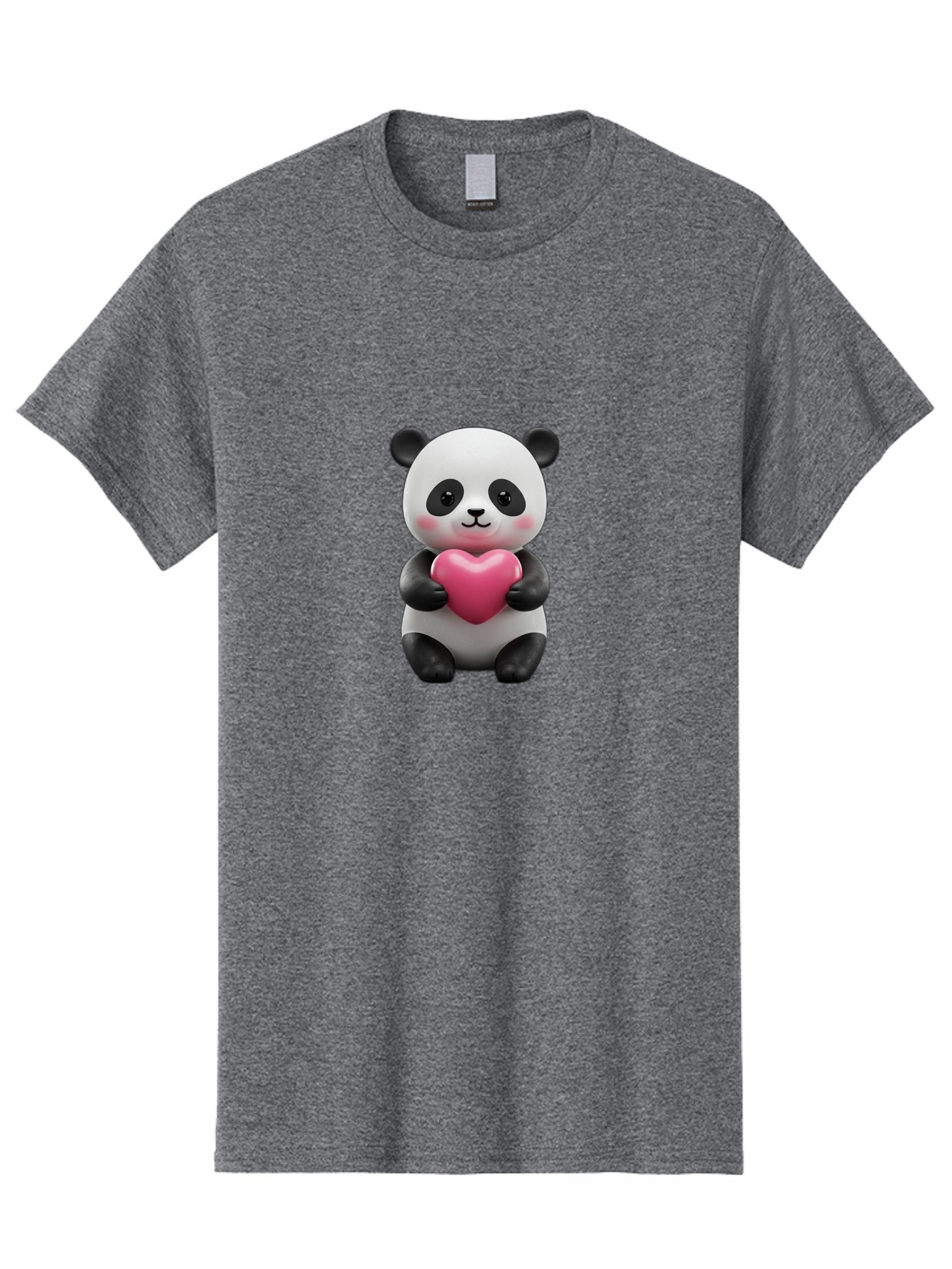 Panda-Holding-Heart-5 Men'S Graphic Tee, 100% Cotton, Comfortable Casual Summer Wear, Machine Washable, Cute Panda Bear, Adorable Cartoon Character, Pink Heart, Loving Gesture, Heartwarming Scene, Valentines Day, Love Symbol, Cartoon Graphics, Bae596 14