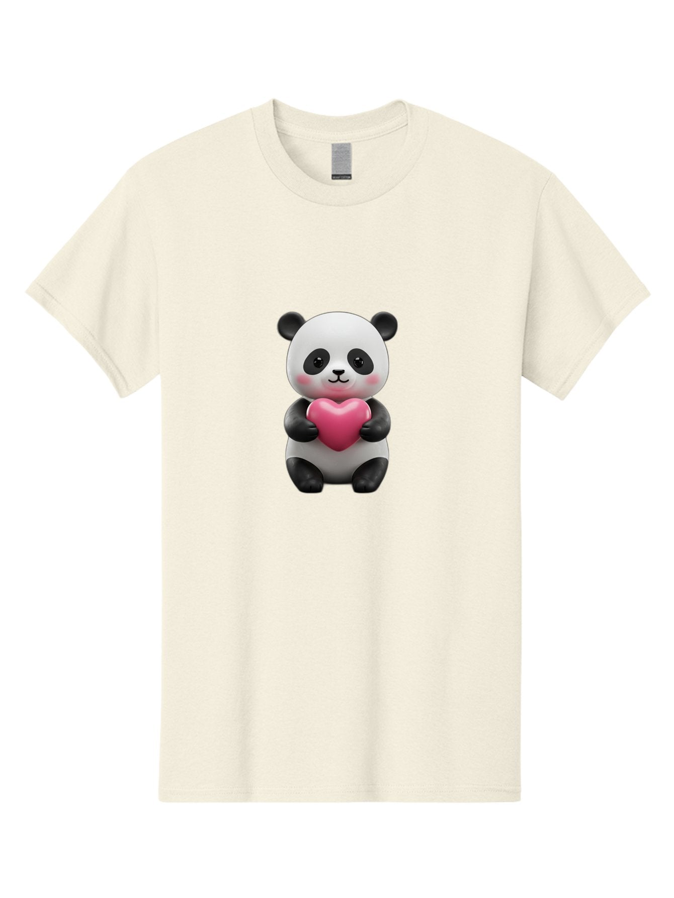 Panda-Holding-Heart-5 Men'S Graphic Tee, 100% Cotton, Comfortable Casual Summer Wear, Machine Washable, Cute Panda Bear, Adorable Cartoon Character, Pink Heart, Loving Gesture, Heartwarming Scene, Valentines Day, Love Symbol, Cartoon Graphics, Bae596 3