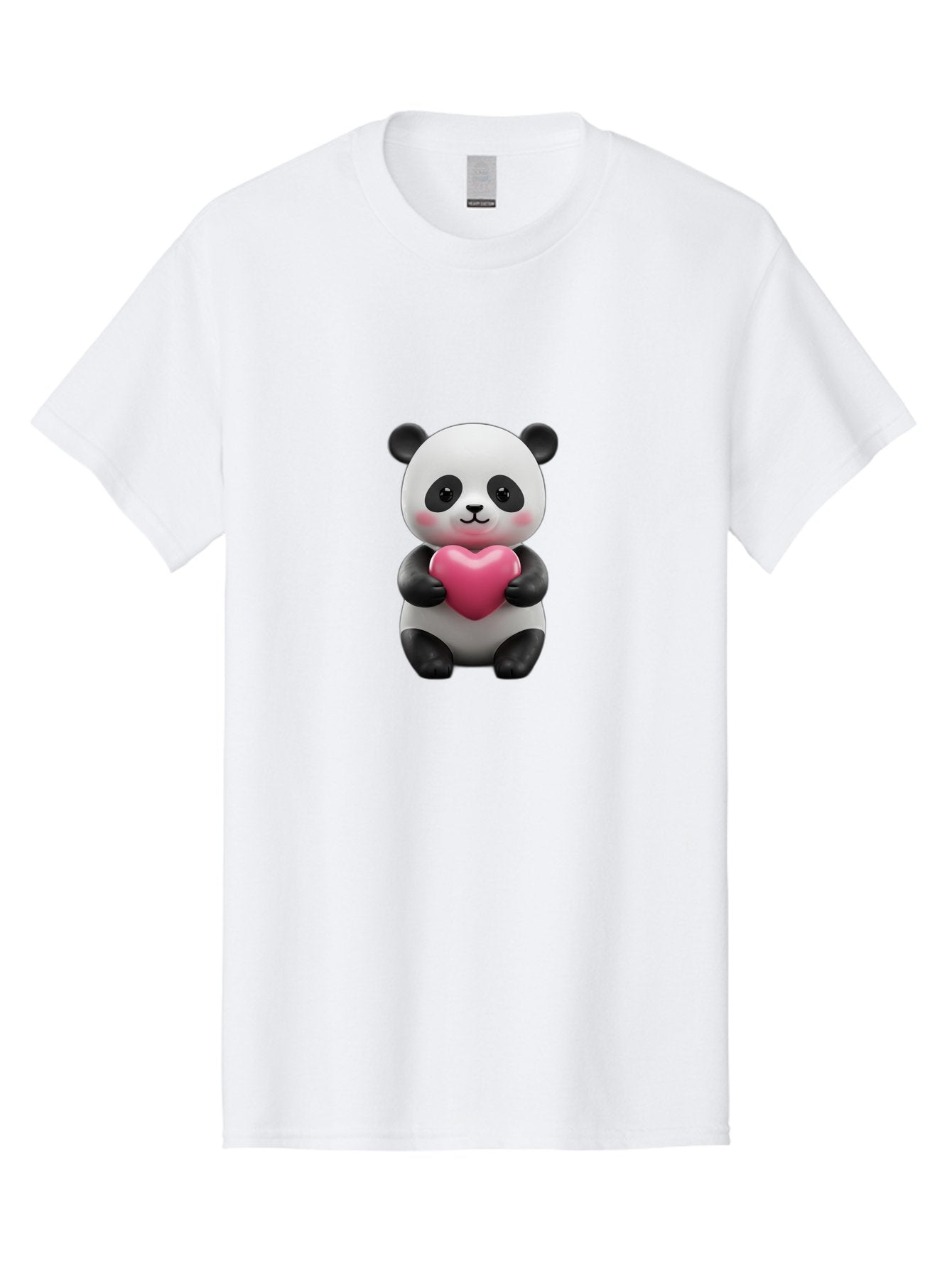 Panda-Holding-Heart-5 Men'S Graphic Tee, 100% Cotton, Comfortable Casual Summer Wear, Machine Washable, Cute Panda Bear, Adorable Cartoon Character, Pink Heart, Loving Gesture, Heartwarming Scene, Valentines Day, Love Symbol, Cartoon Graphics, Bae596 9