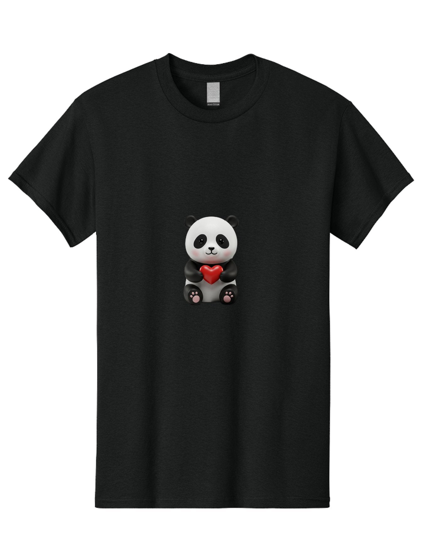 Panda-Holding-Heart-6 Men'S Graphic Tee, 100% Cotton, Comfortable Casual Summer Wear, Machine Washable, Panda Bear, Cartoon Character, Red Heart, Cute Animal, Adorable Creature, Love Symbol, Black And White Panda, 3D Illustration, Kawaii Art, Bae597 11