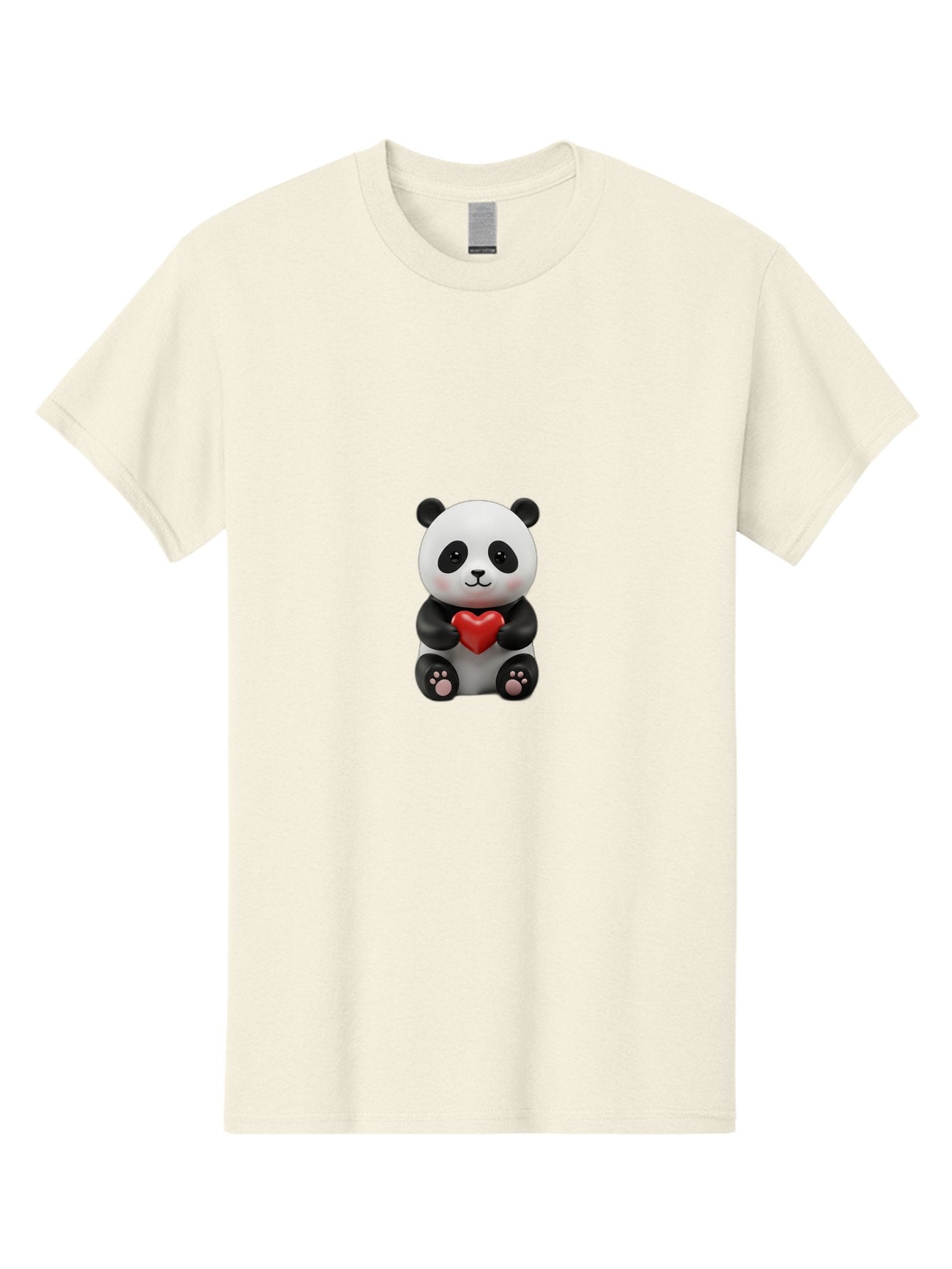 Panda-Holding-Heart-6 Men'S Graphic Tee, 100% Cotton, Comfortable Casual Summer Wear, Machine Washable, Panda Bear, Cartoon Character, Red Heart, Cute Animal, Adorable Creature, Love Symbol, Black And White Panda, 3D Illustration, Kawaii Art, Bae597 3