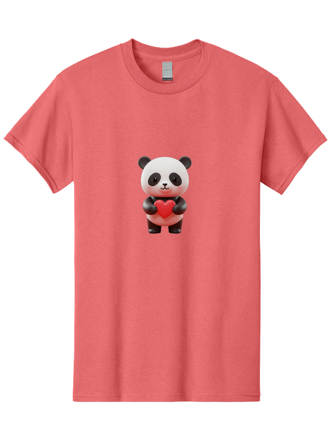 Panda-Holding-Heart-7 Men'S Graphic Tee, 100% Cotton, Comfortable Casual Summer Wear, Machine Washable, Cartoon Panda, Cute Bear, Red Heart, Love Symbol, Adorable Character, 3D Illustration, Kawaii Animal, Heartwarming Scene, Sweet Expression, Bae598 10