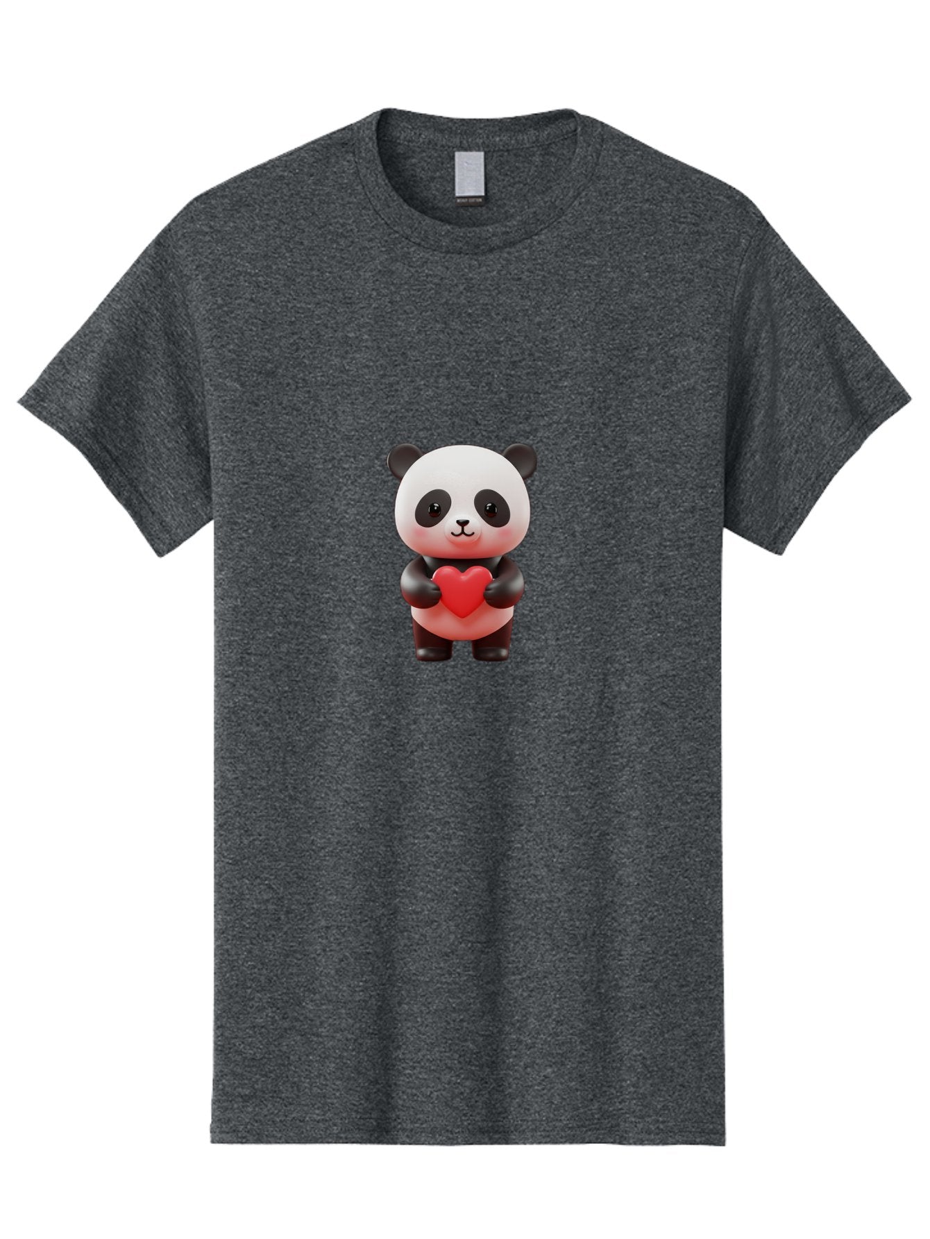 Panda-Holding-Heart-7 Men'S Graphic Tee, 100% Cotton, Comfortable Casual Summer Wear, Machine Washable, Cartoon Panda, Cute Bear, Red Heart, Love Symbol, Adorable Character, 3D Illustration, Kawaii Animal, Heartwarming Scene, Sweet Expression, Bae598 15