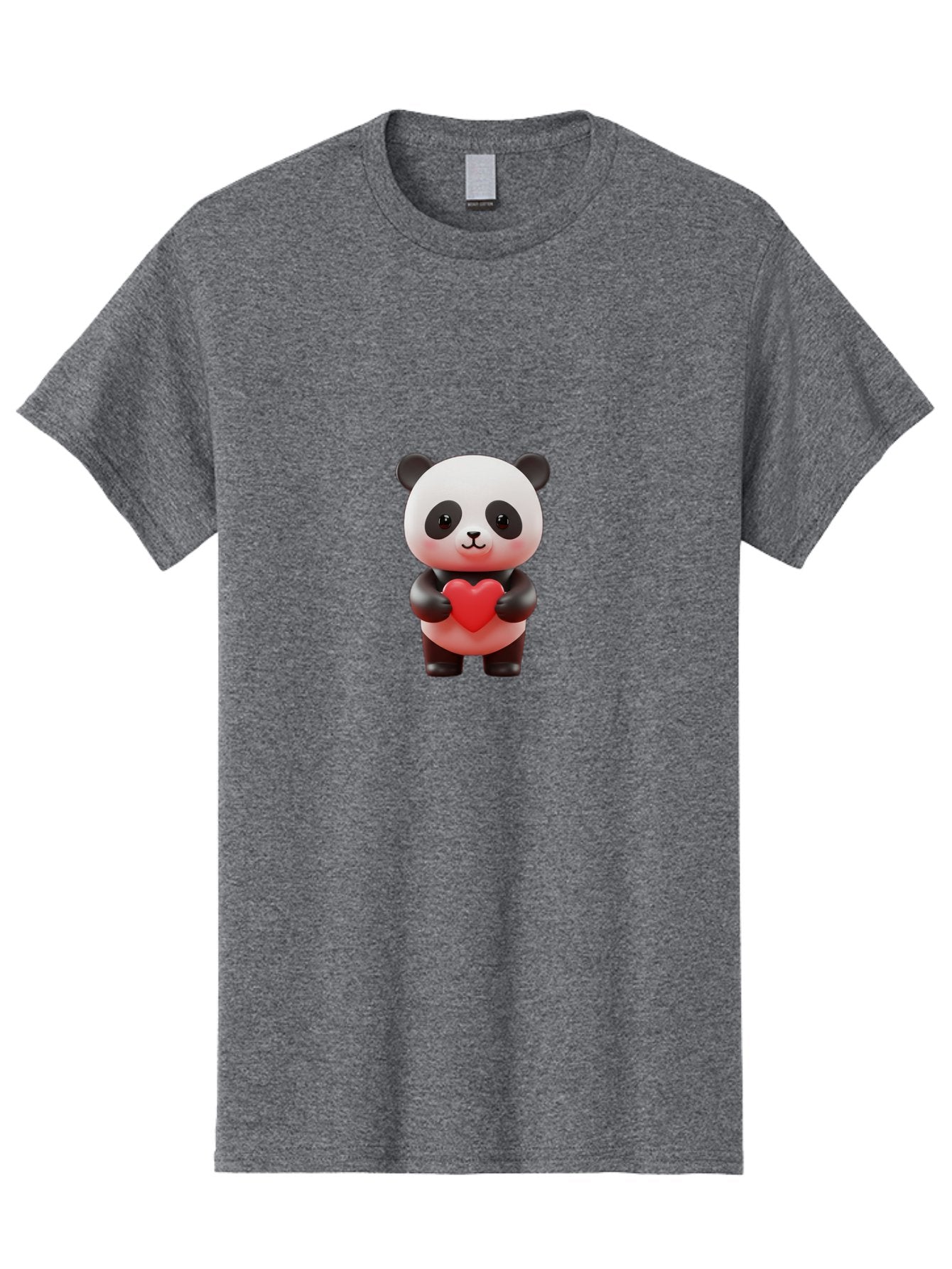 Panda-Holding-Heart-7 Men'S Graphic Tee, 100% Cotton, Comfortable Casual Summer Wear, Machine Washable, Cartoon Panda, Cute Bear, Red Heart, Love Symbol, Adorable Character, 3D Illustration, Kawaii Animal, Heartwarming Scene, Sweet Expression, Bae598 7