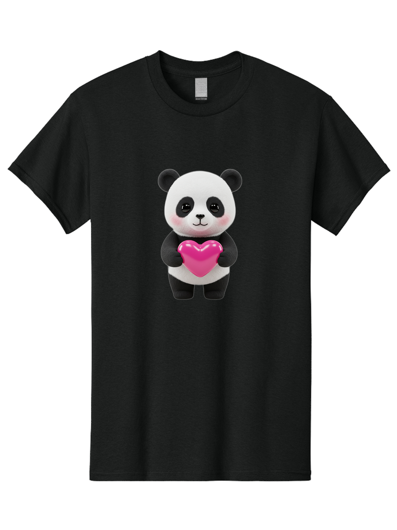 Panda-Holding-Heart Men'S Graphic Tee, 100% Cotton, Comfortable Casual Summer Wear, Machine Washable, Cute Panda, Adorable Cartoon Character, Pink Heart, Love Symbol, Endearing Expression, Plush Toy, Kawaii Animal, Heartwarming Scene, Bae599 12