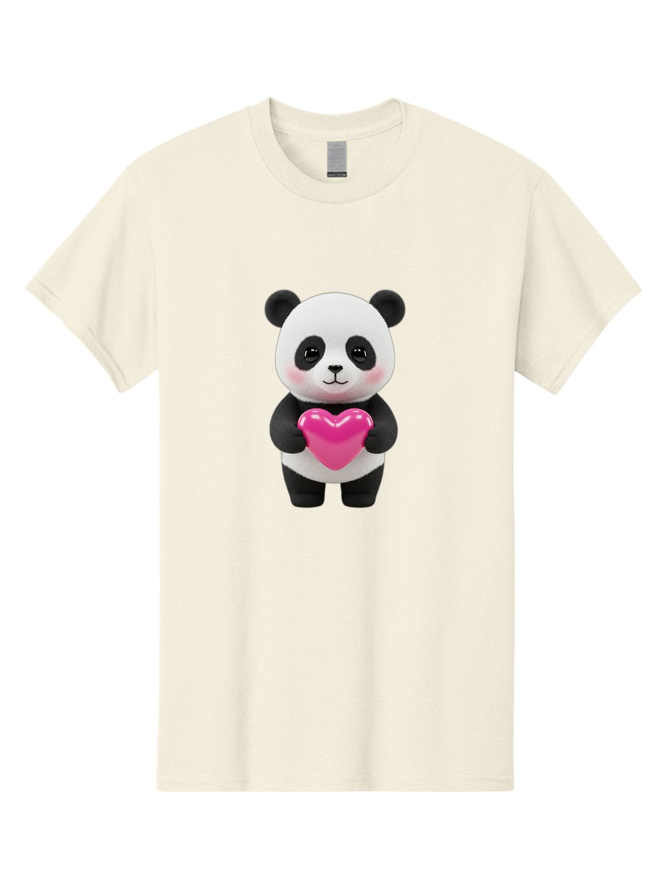 Panda-Holding-Heart Men'S Graphic Tee, 100% Cotton, Comfortable Casual Summer Wear, Machine Washable, Cute Panda, Adorable Cartoon Character, Pink Heart, Love Symbol, Endearing Expression, Plush Toy, Kawaii Animal, Heartwarming Scene, Bae599 13