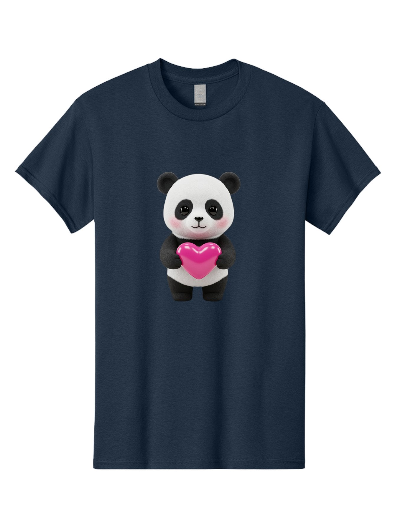 Panda-Holding-Heart Men'S Graphic Tee, 100% Cotton, Comfortable Casual Summer Wear, Machine Washable, Cute Panda, Adorable Cartoon Character, Pink Heart, Love Symbol, Endearing Expression, Plush Toy, Kawaii Animal, Heartwarming Scene, Bae599