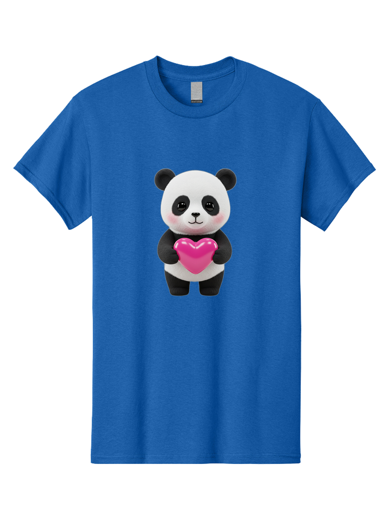 Panda-Holding-Heart Men'S Graphic Tee, 100% Cotton, Comfortable Casual Summer Wear, Machine Washable, Cute Panda, Adorable Cartoon Character, Pink Heart, Love Symbol, Endearing Expression, Plush Toy, Kawaii Animal, Heartwarming Scene, Bae599 7
