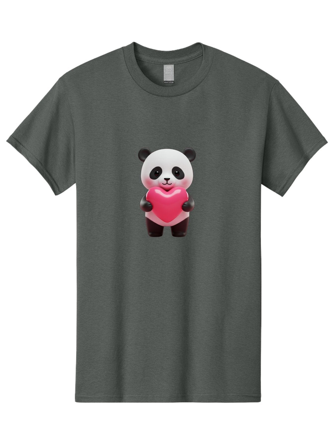 Panda-Hugging-Heart Men'S Graphic Tee, 100% Cotton, Comfortable Casual Summer Wear, Machine Washable, Cute Panda Holding Heart, Adorable Cartoon Character, Pink Heart Symbol, Love And Affection, Black And White Panda Bear, Bae602 14